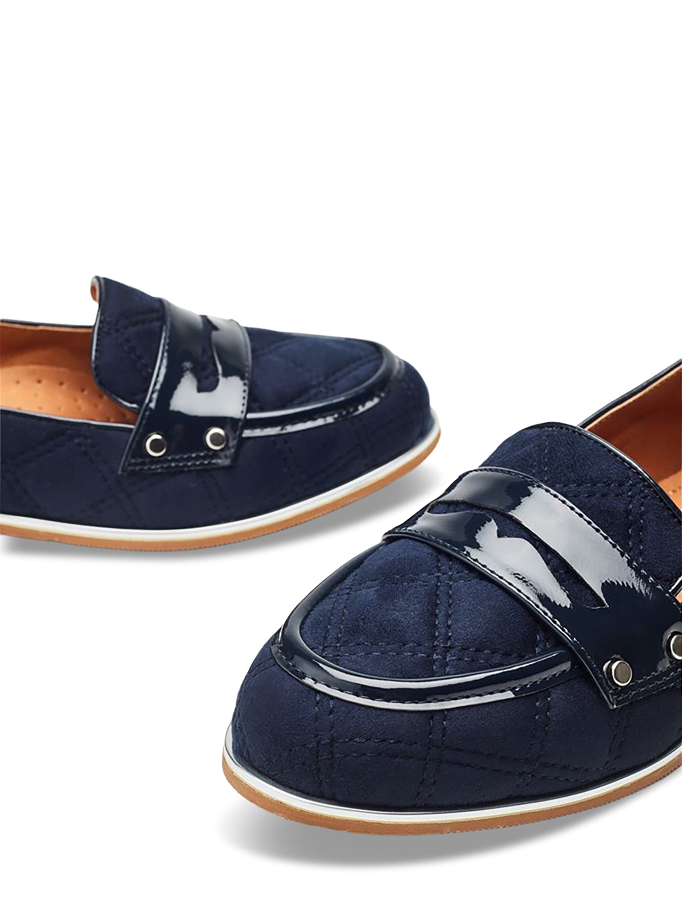 Navy Fiorela Quilted Loafers