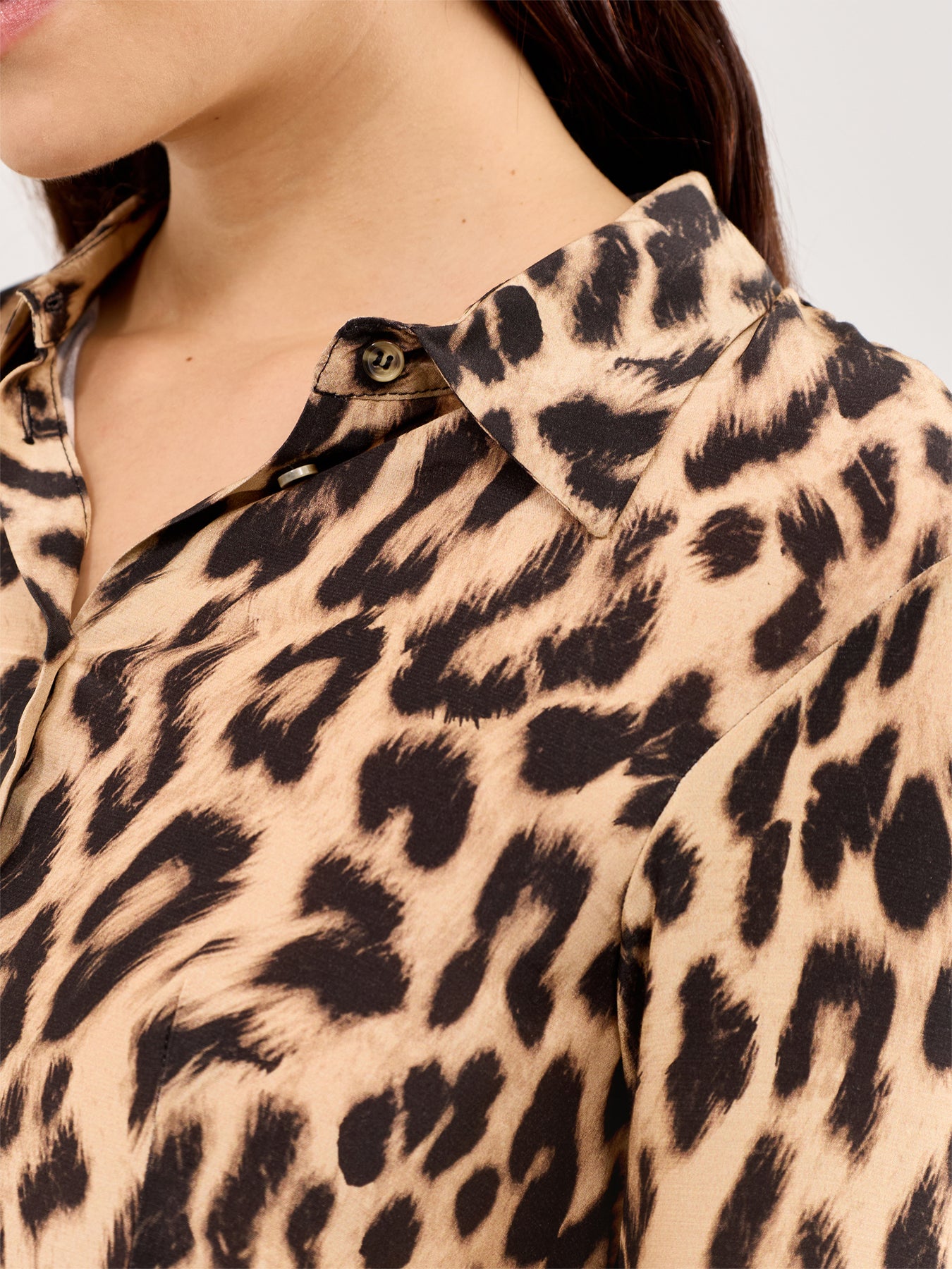 Leopard Long Sleeve Shirt Brown