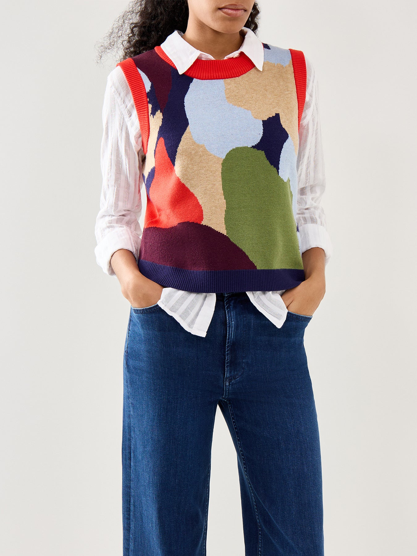 Navy Abstract Fringe Tank