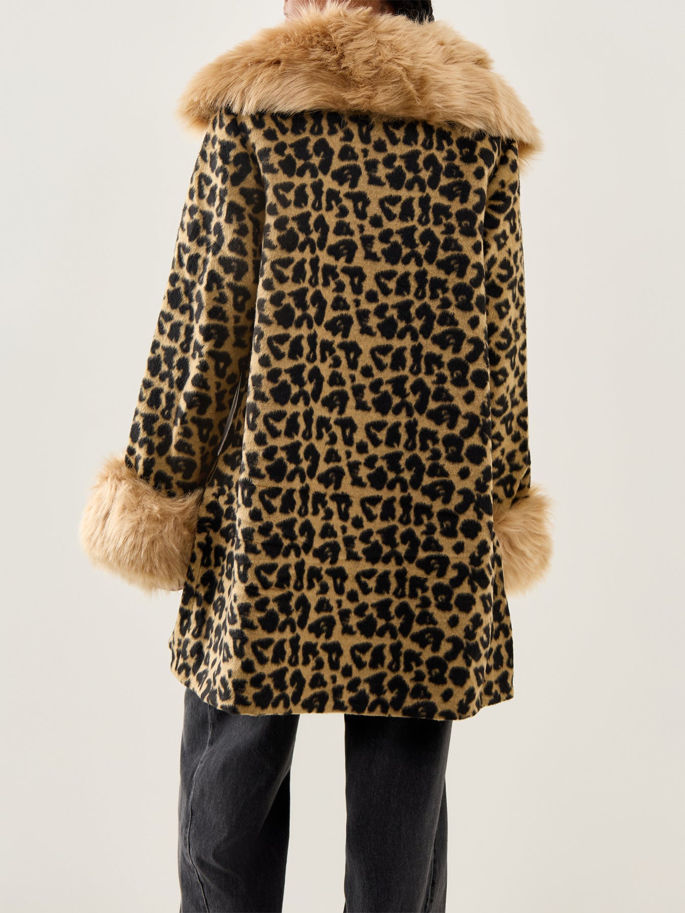 Leopard Faux Fur Coat Brown