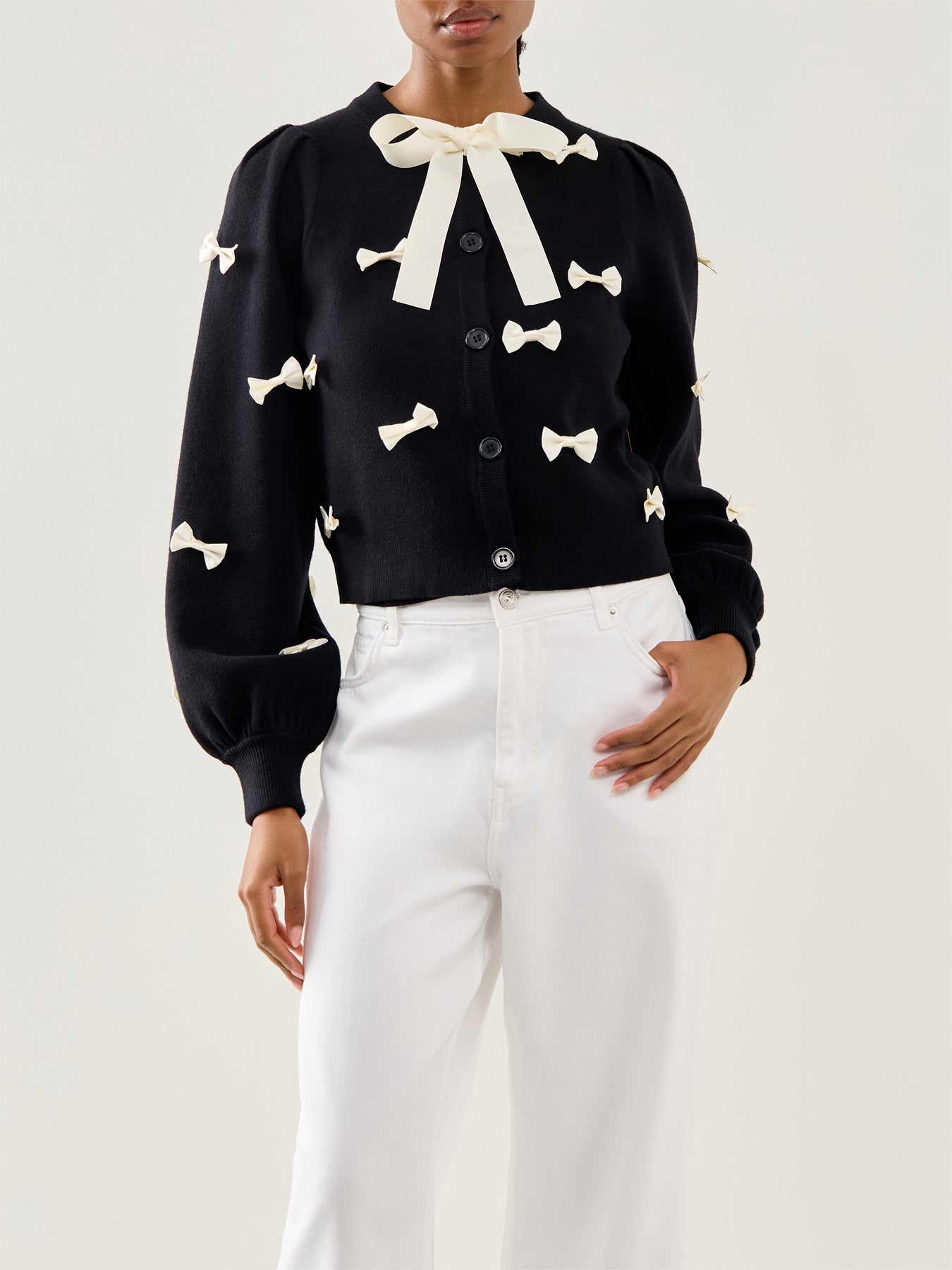 Bow Cardigan Black