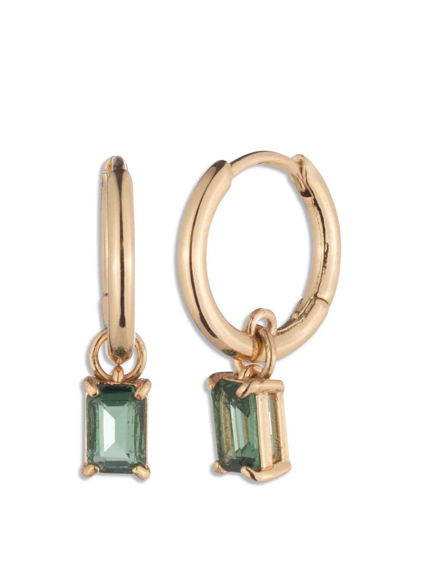 Stone Drop Huggie Hoop Earrings