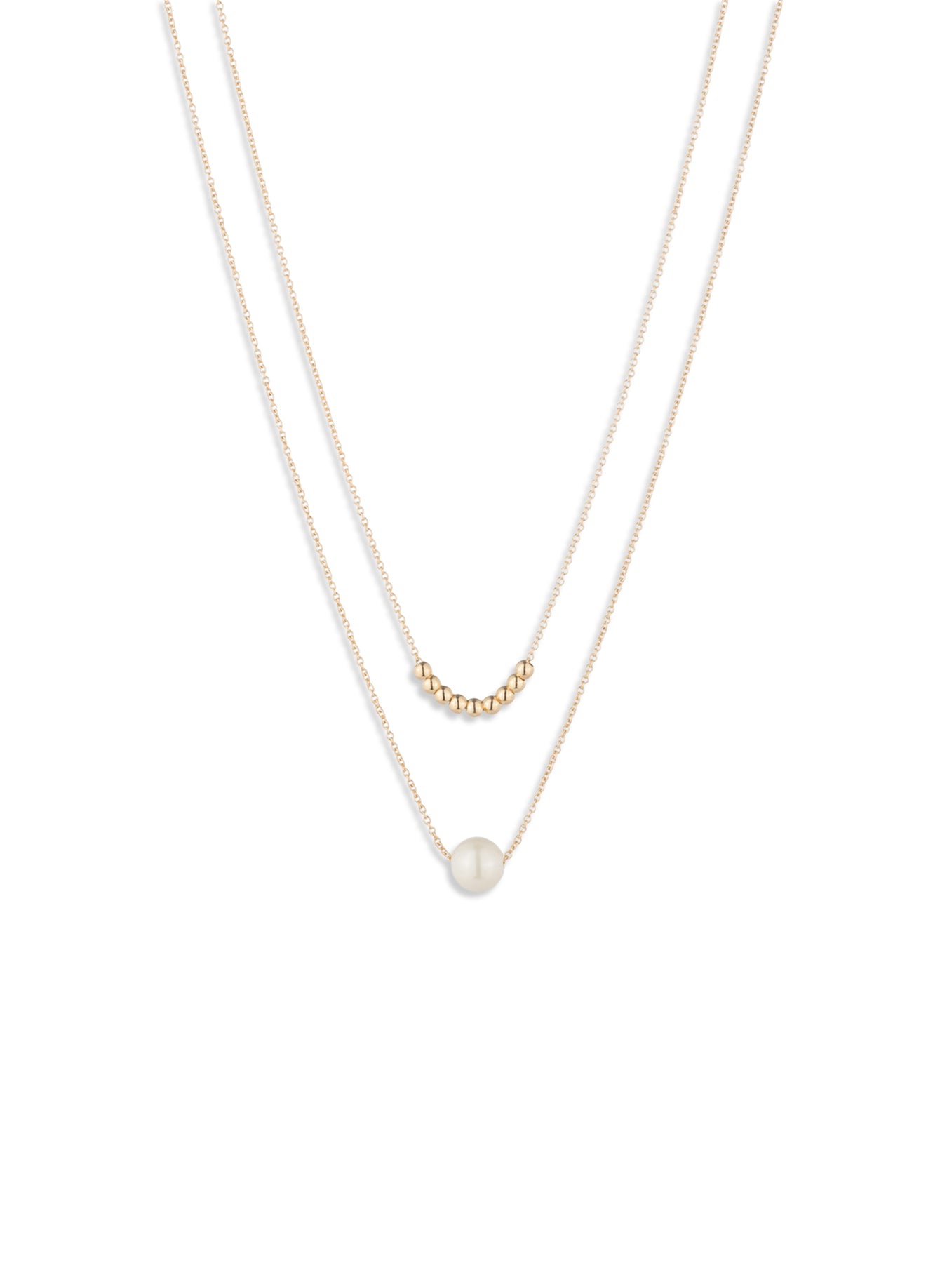 Two Row Pearl Pendant Necklace