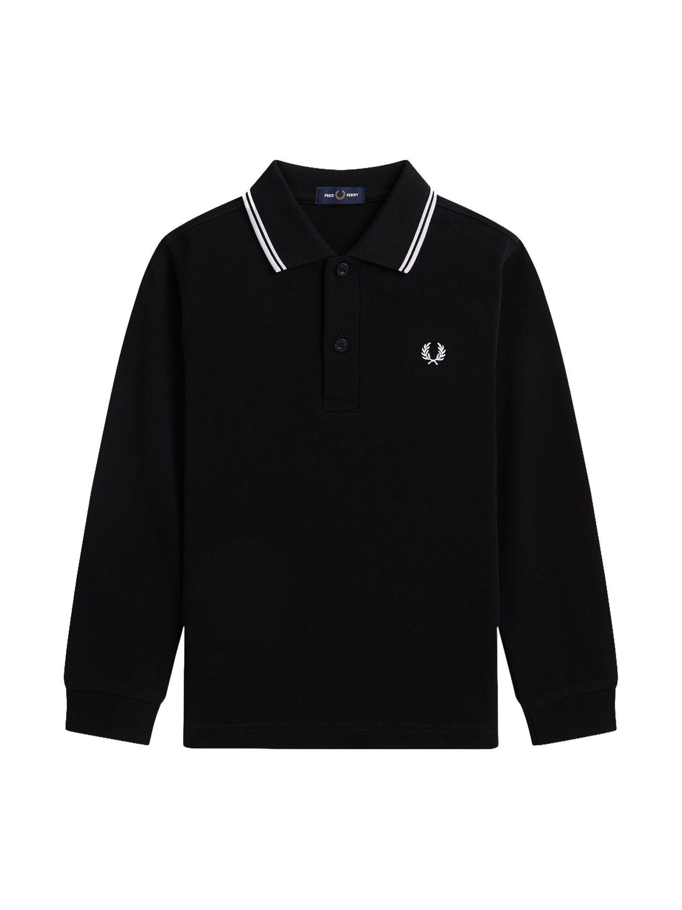 Kids' Long Sleeve Twin Tipped Polo Shirt Cotton Black