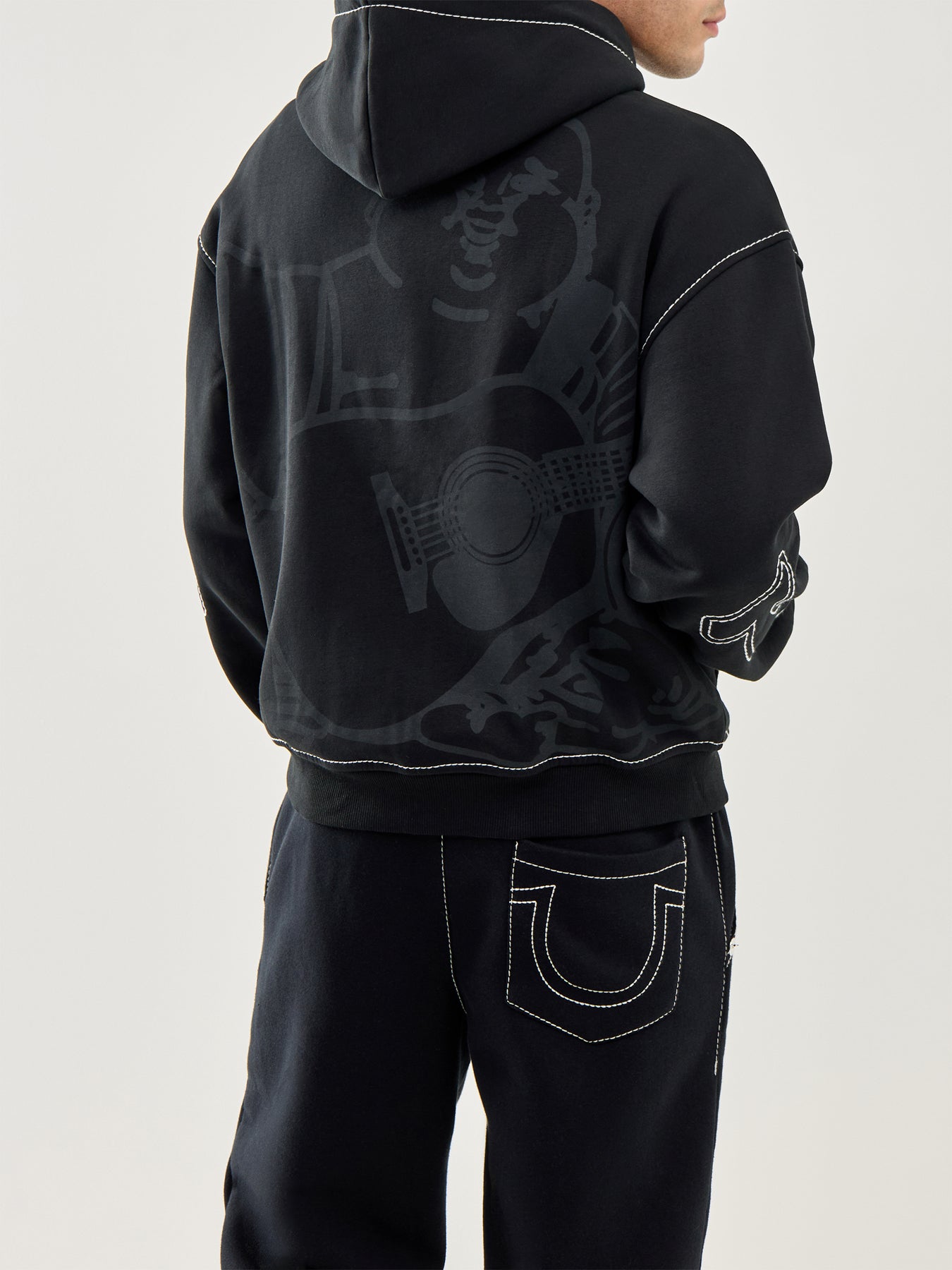 Fashion Big T Zip Up Hoodie Jet Black