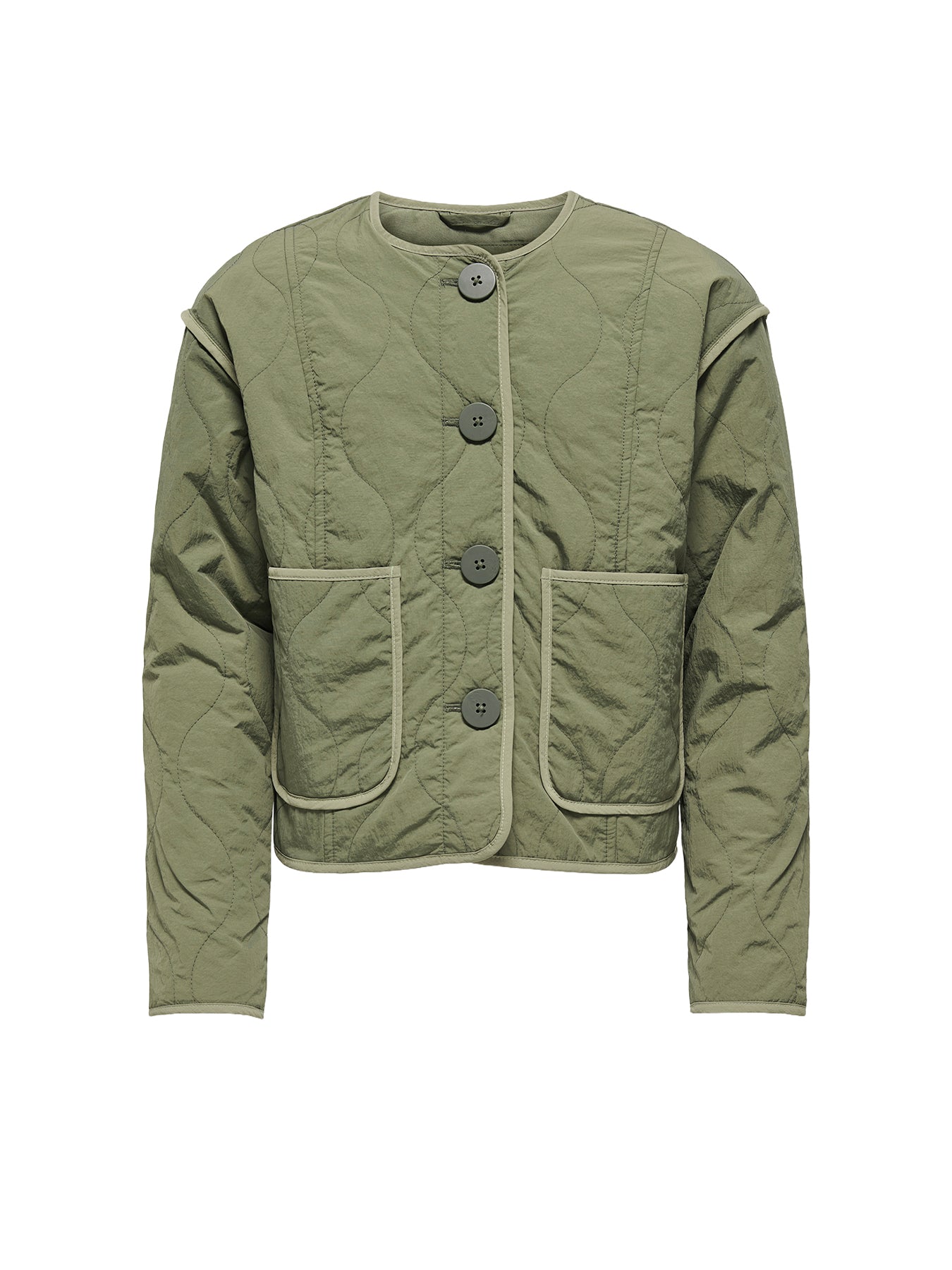 Girls’ Contrast Quilted Jacket Green