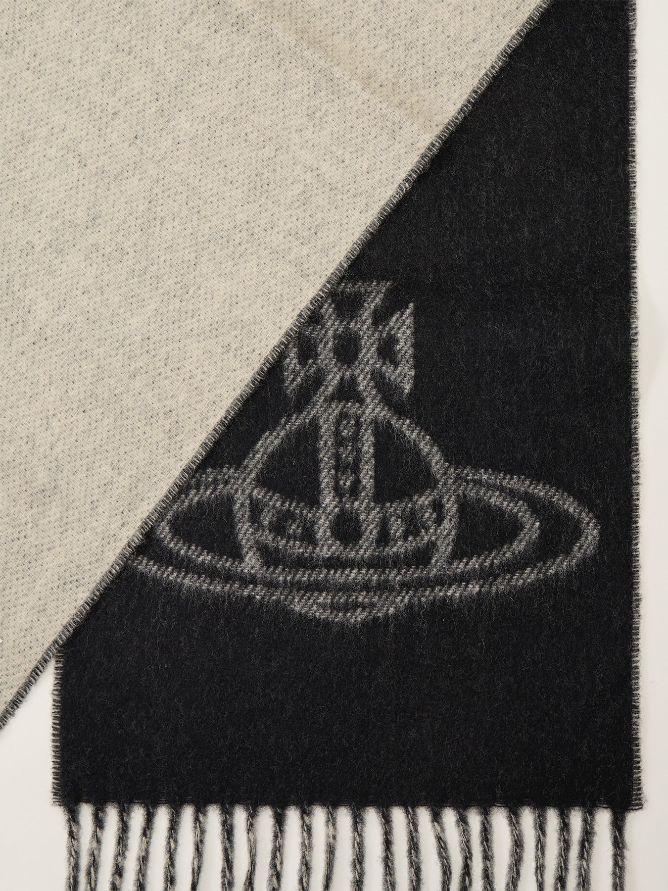 Single Orb Wool Double Faced Scarf Black