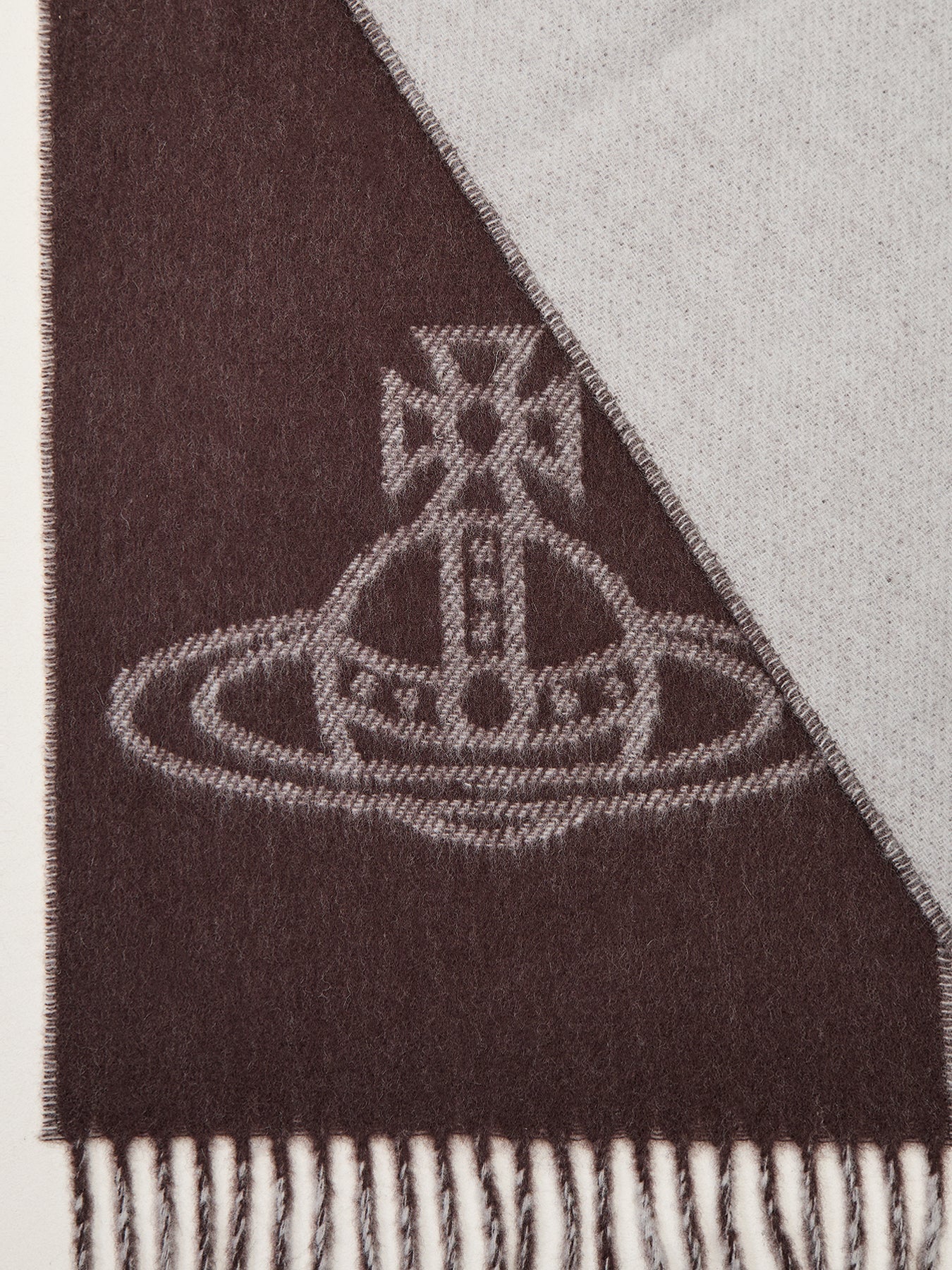 Single Orb Wool Double Faced Scarf Brown