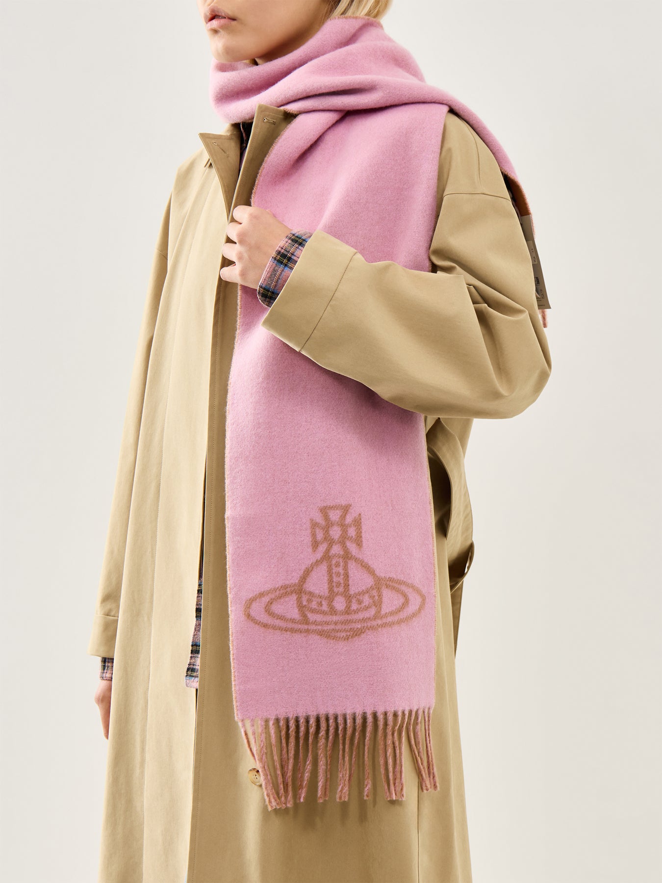 Single Orb Wool Double Faced Scarf Cotton Pink