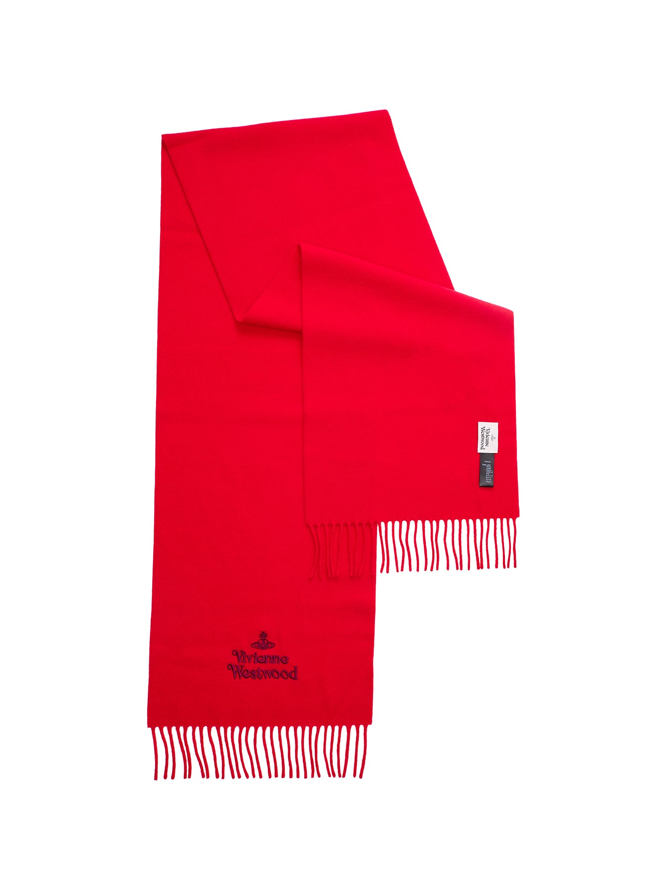Embroidered Logo Scarf in Red Wool