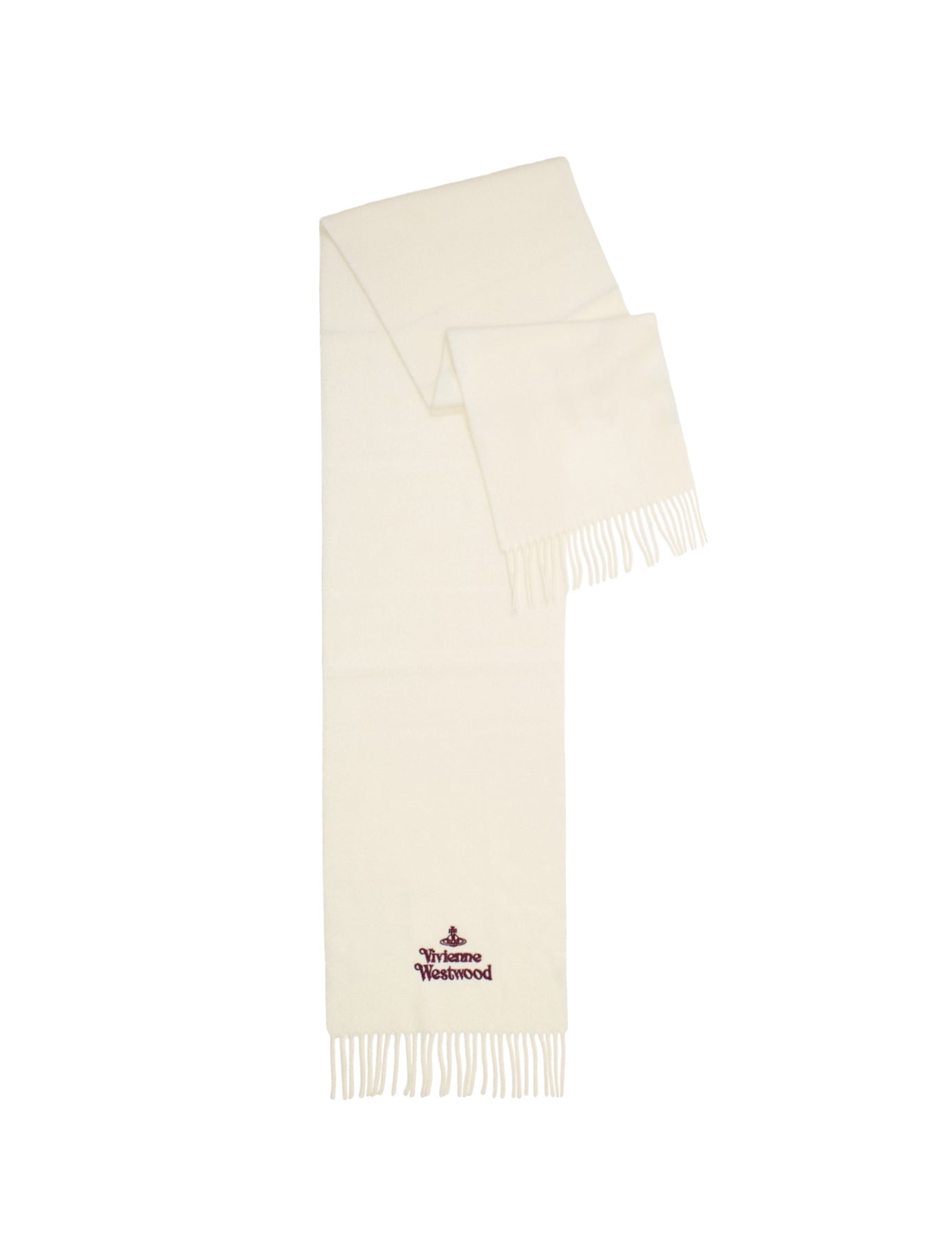 Embroidered Logo Scarf in White