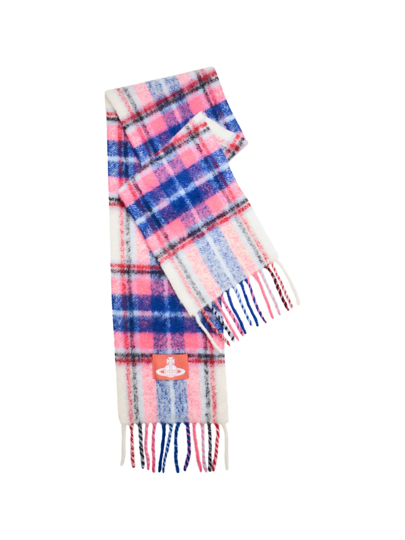 Check Alpaca & Wool Mix Scarf in Pink