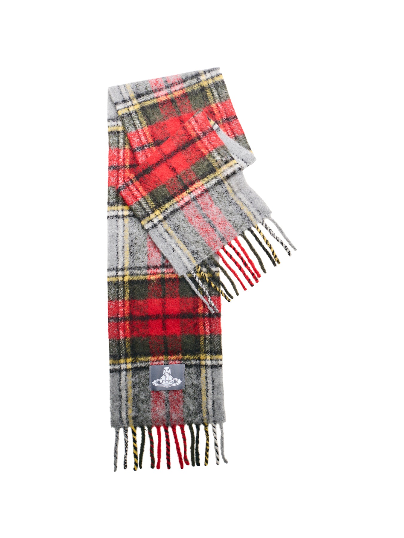 Check Alpaca & Wool Mix Scarf in Red