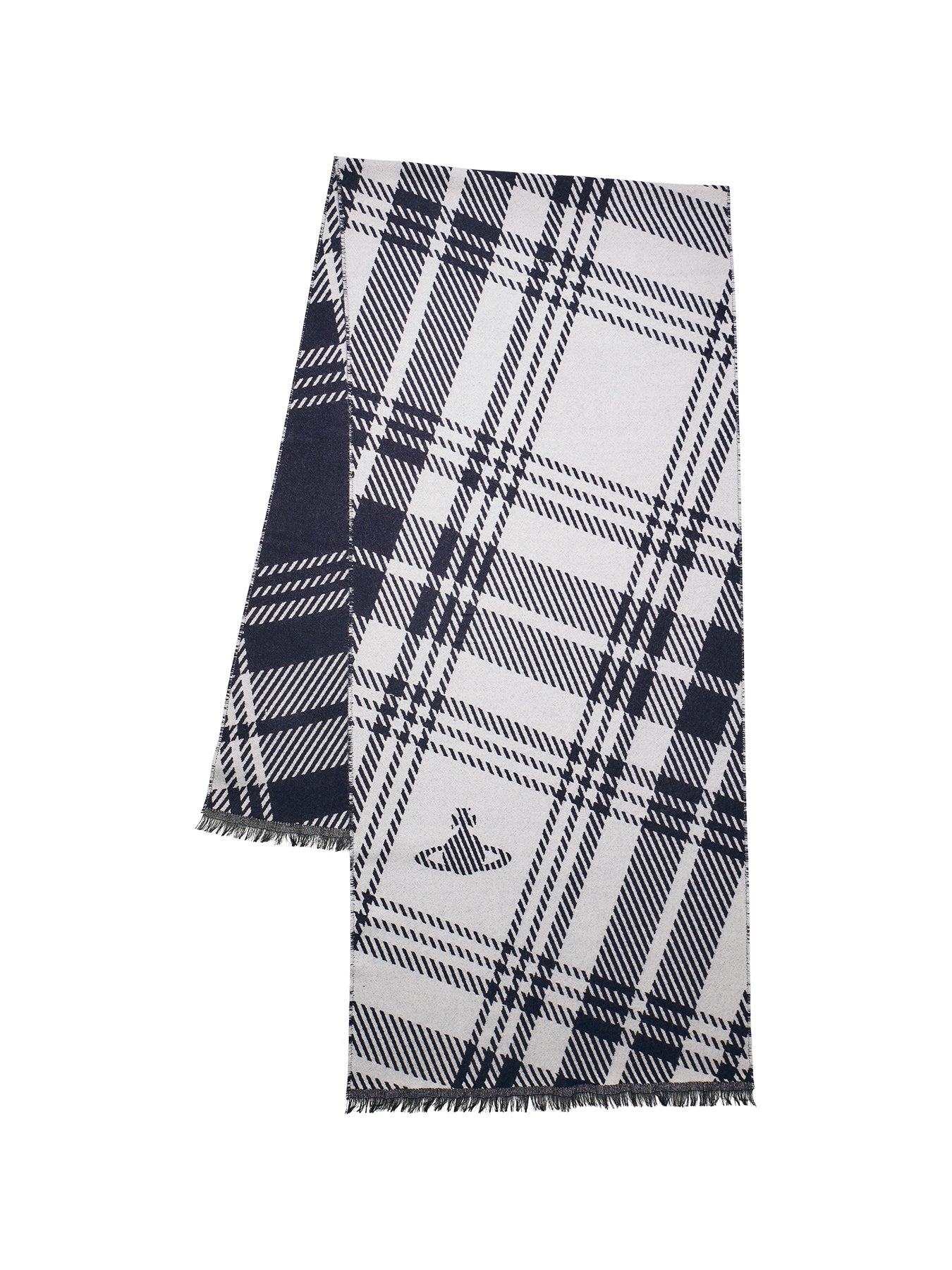 Orb Jacquard Wool Check Scarf in Black