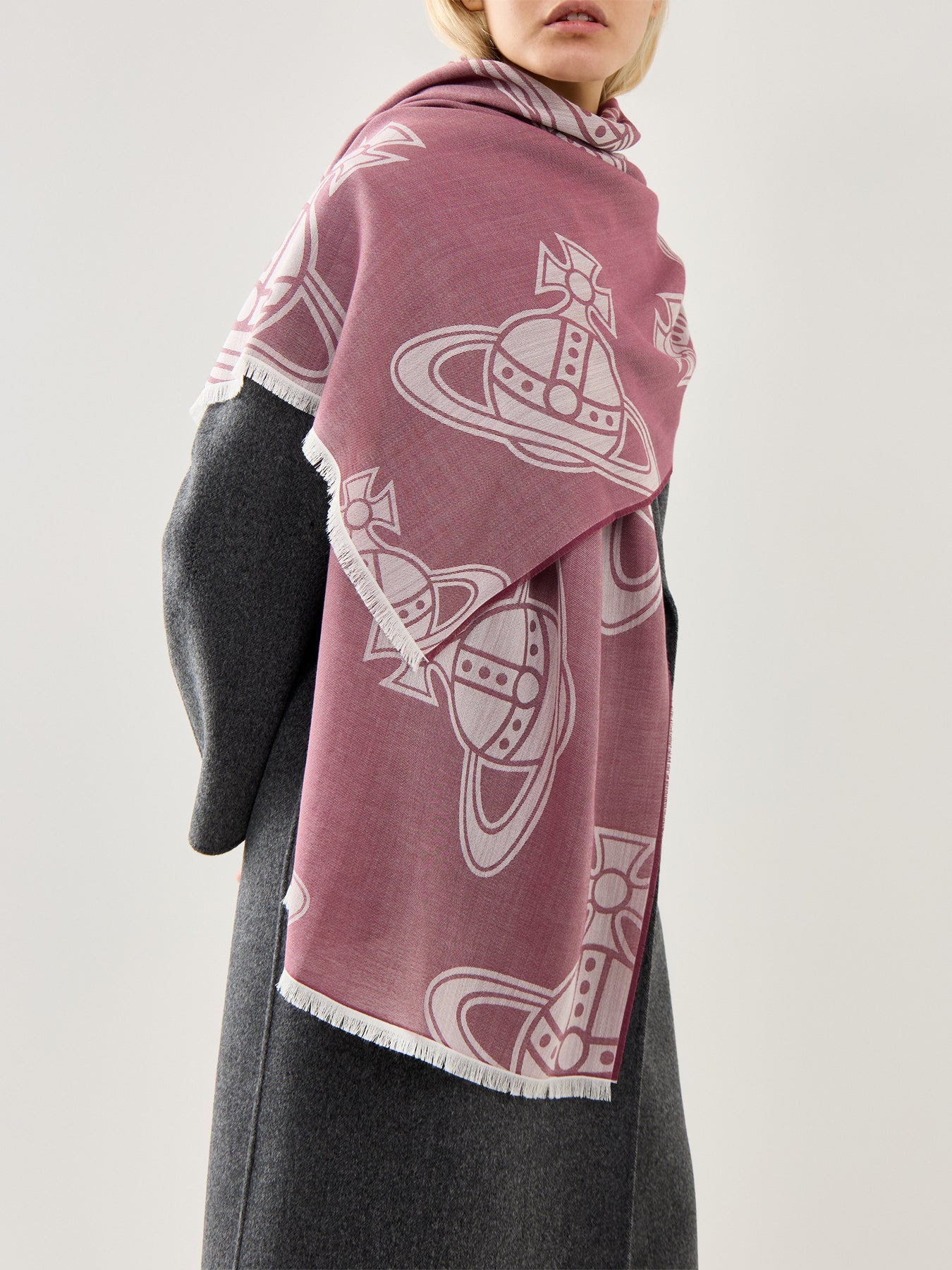 Orb Silk & Wool Mix Stole in Oxblood