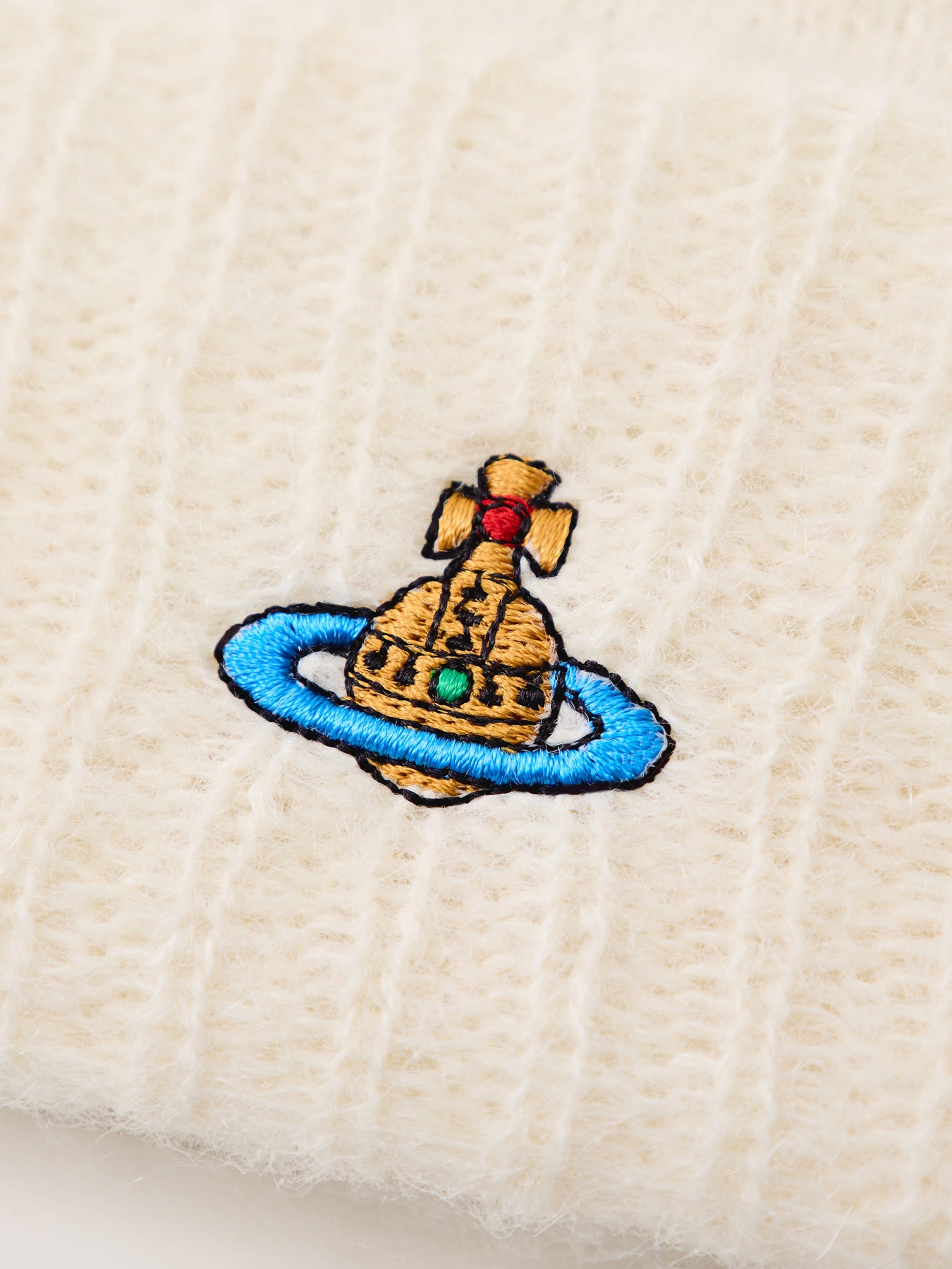 Fluffy Mohair Mix Beanie in White