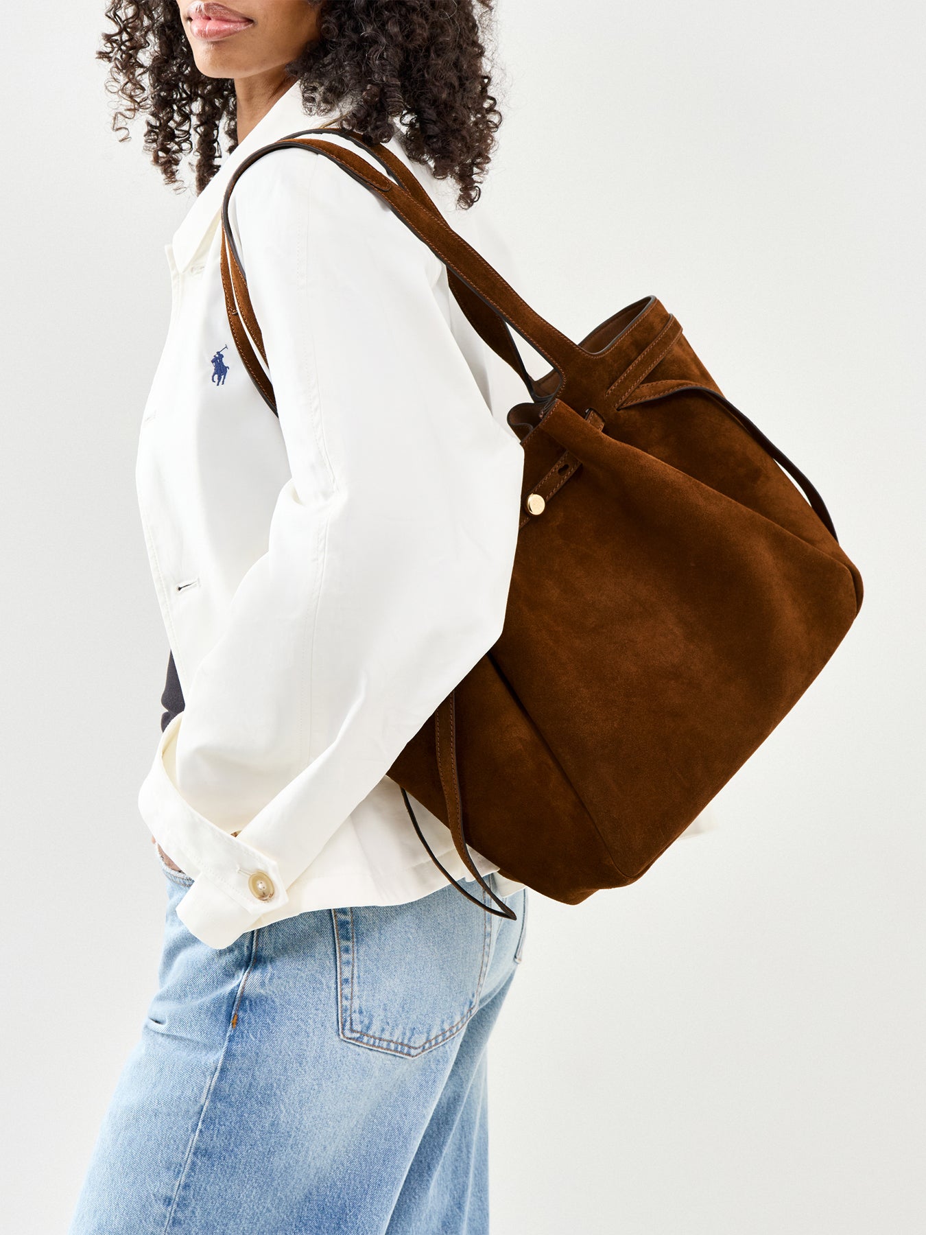 Romy Suede Tote Bag Tan