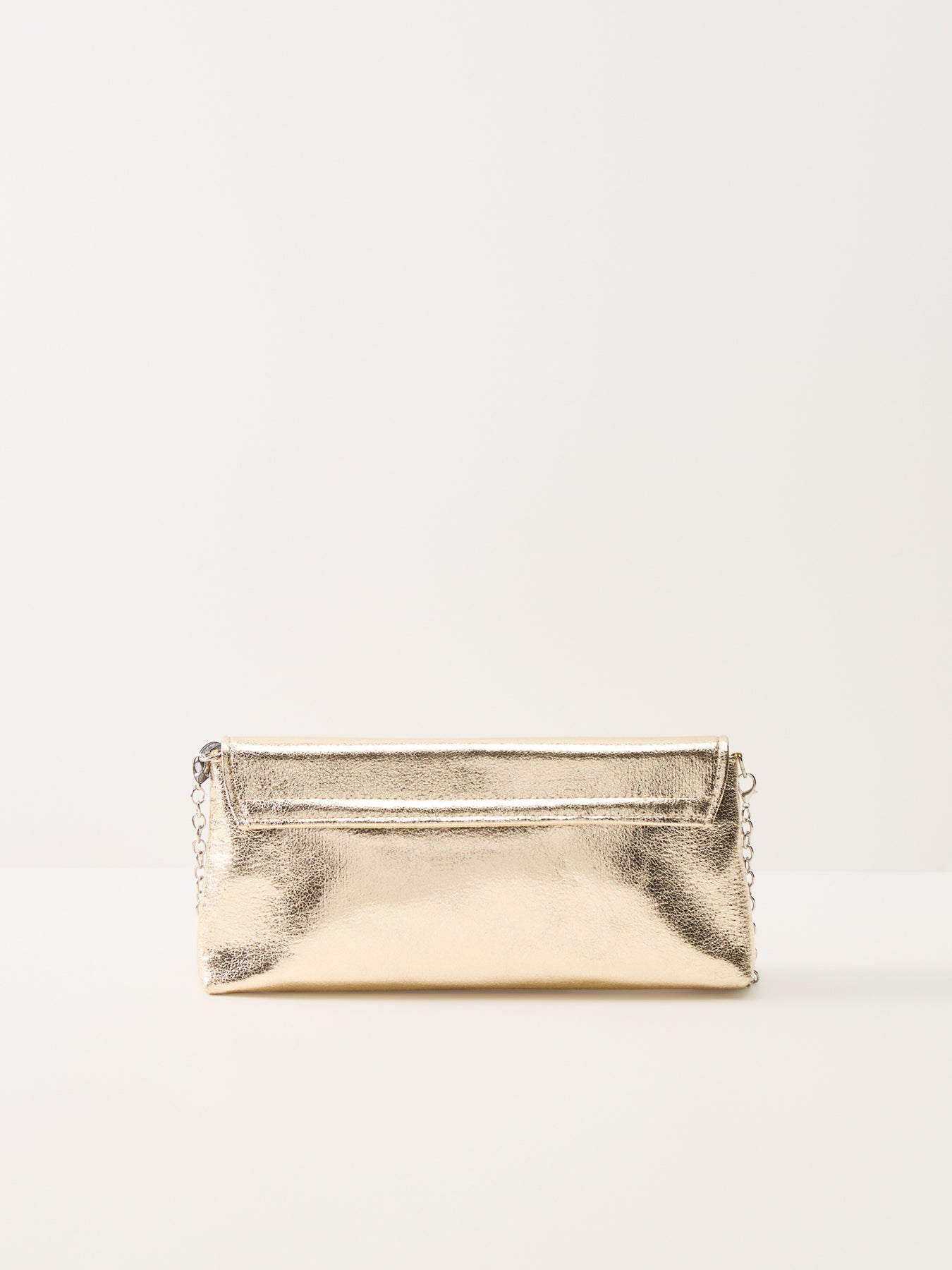 Metallic Foldover Clutch Gold