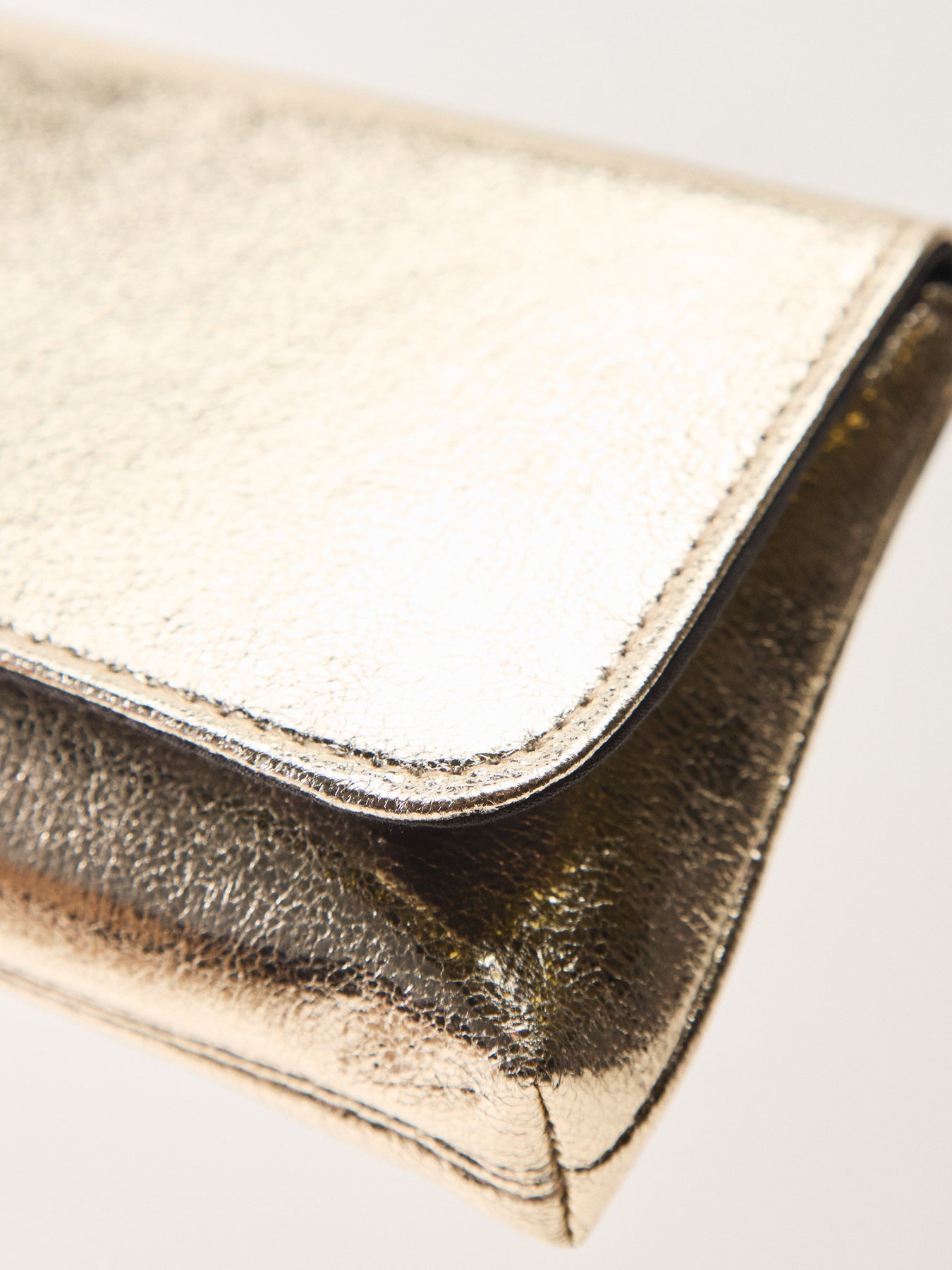 Metallic Foldover Clutch Gold