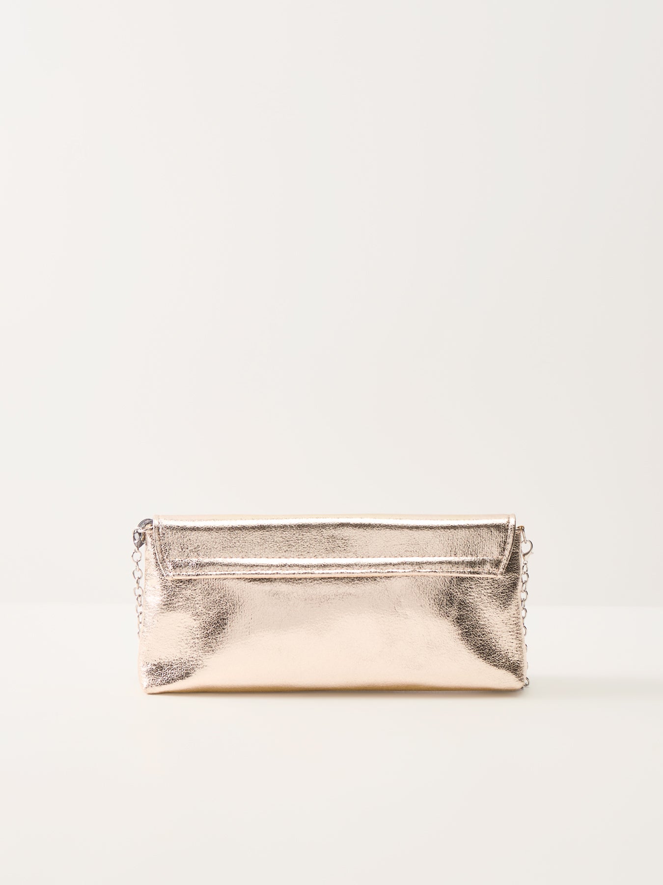 Metallic Foldover Clutch Silver