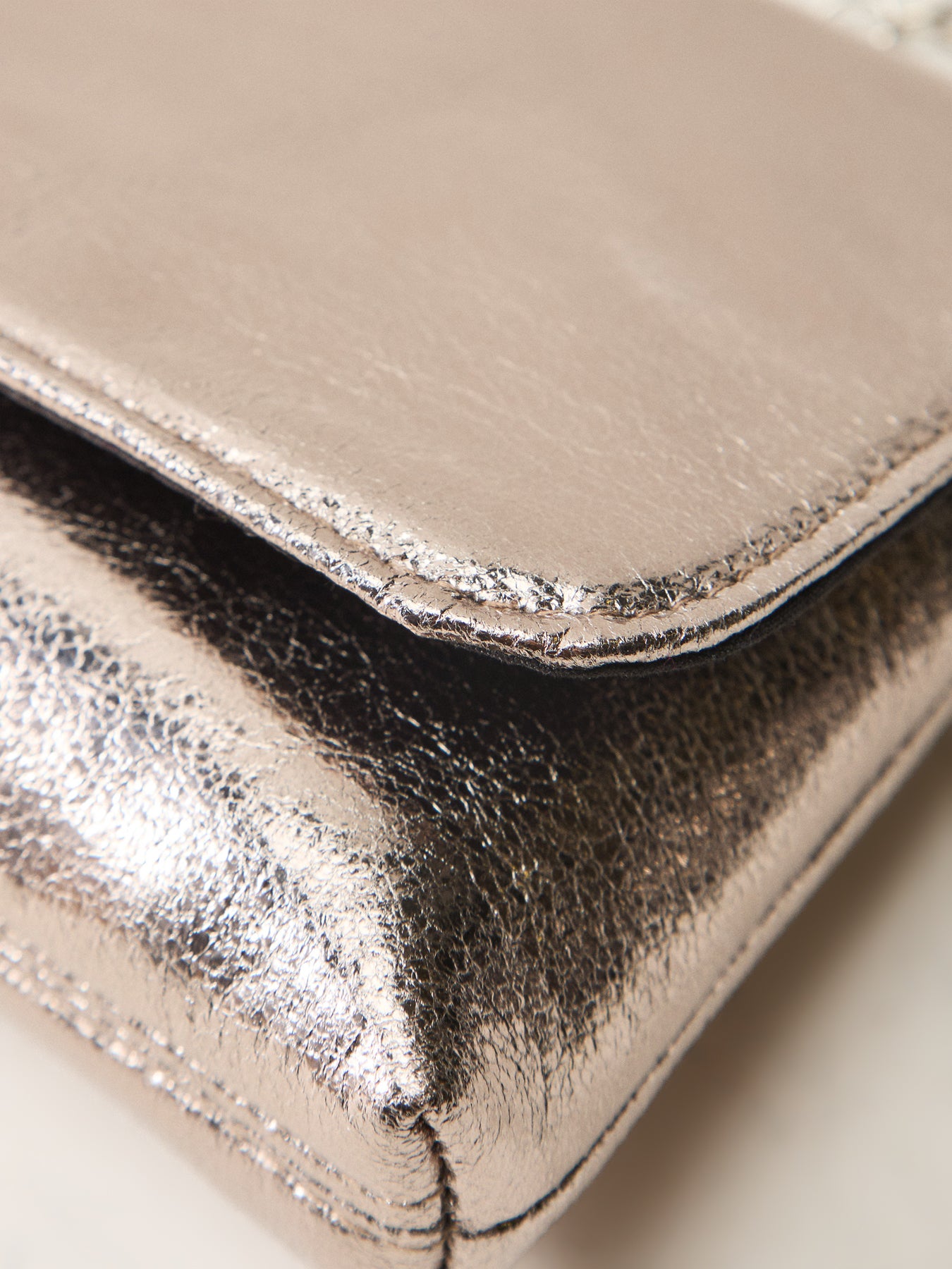 Metallic Foldover Clutch Silver