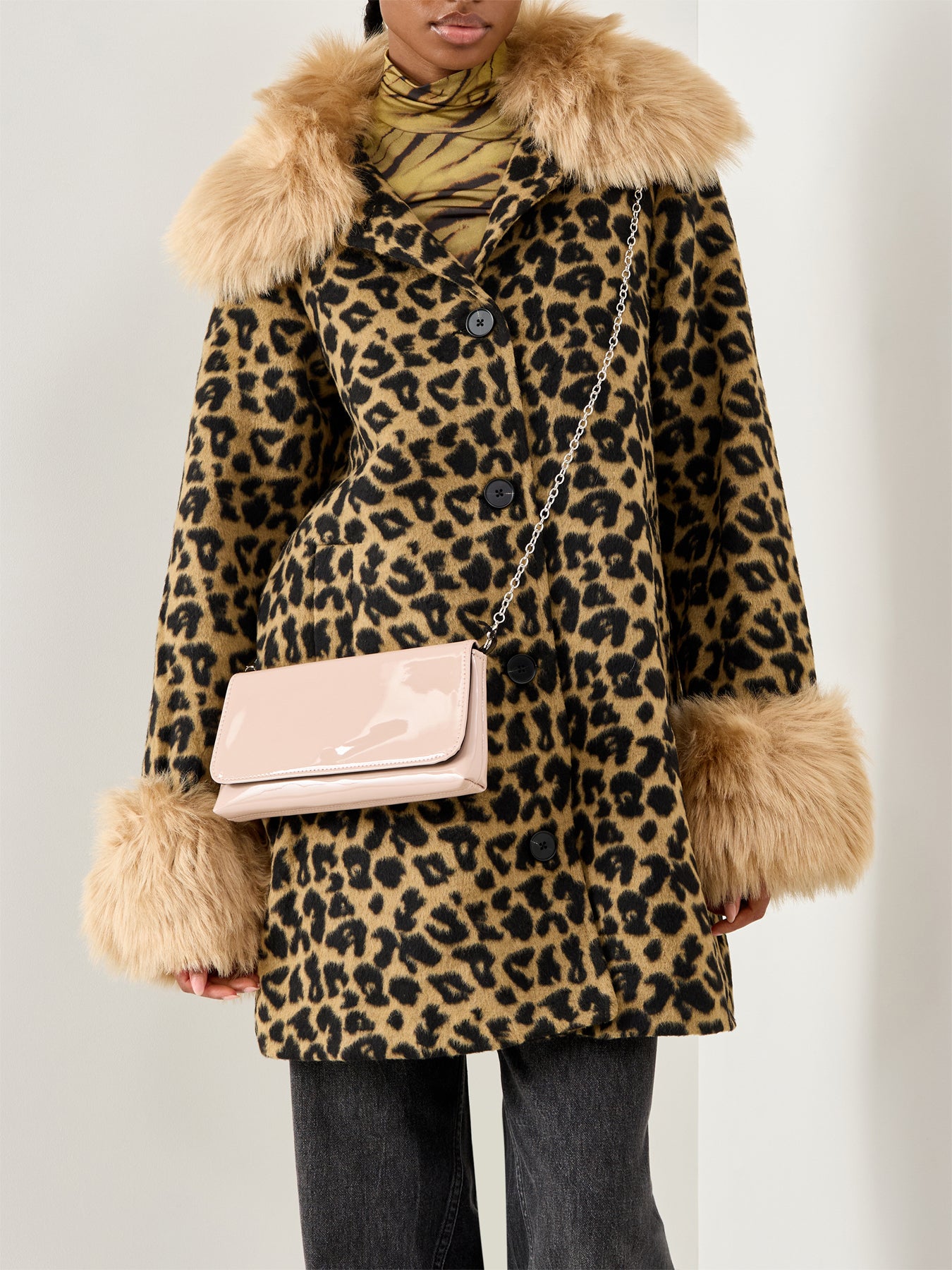 Patent Foldover Clutch Taupe