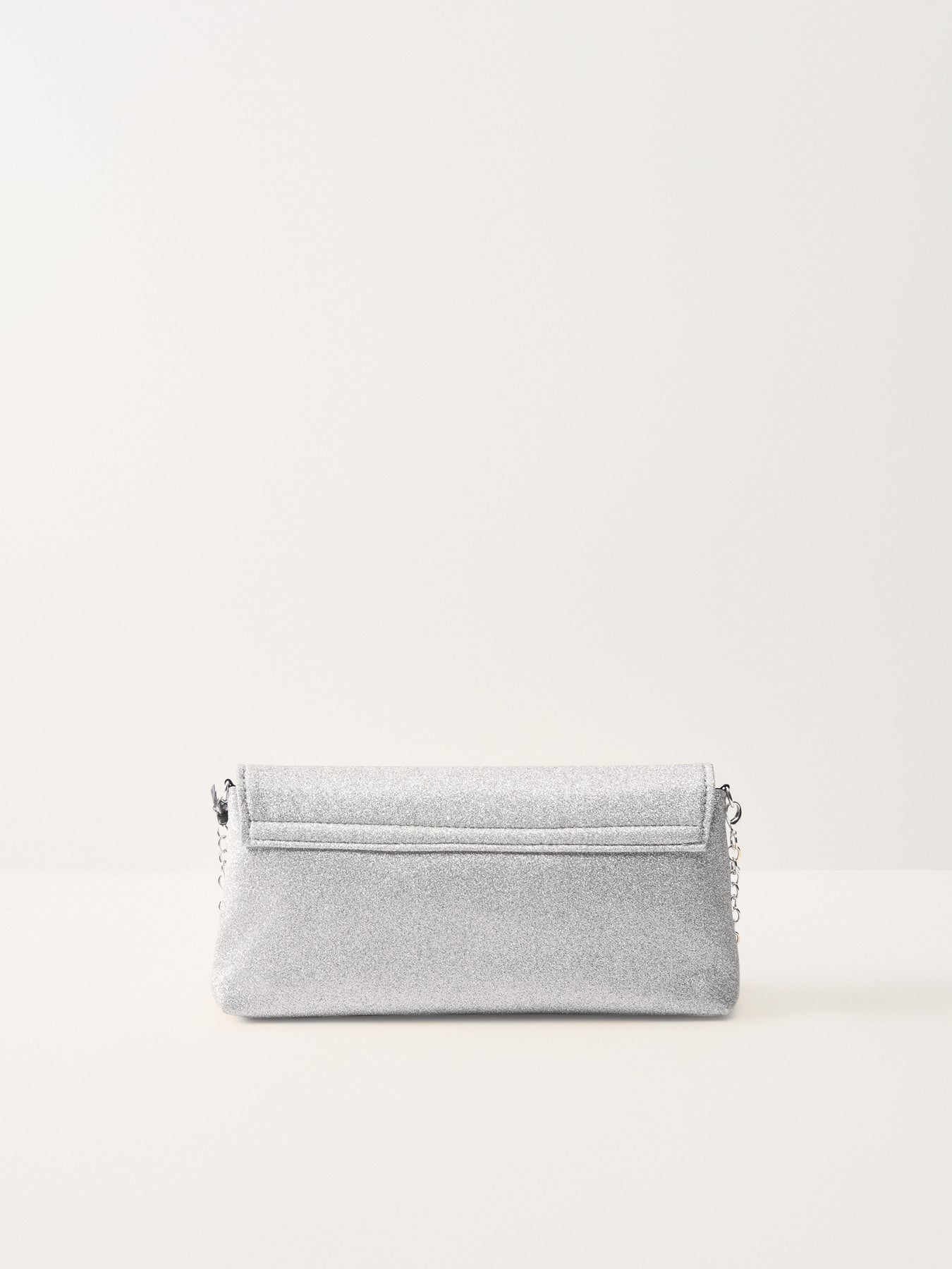 Glitter Foldover Clutch Silver