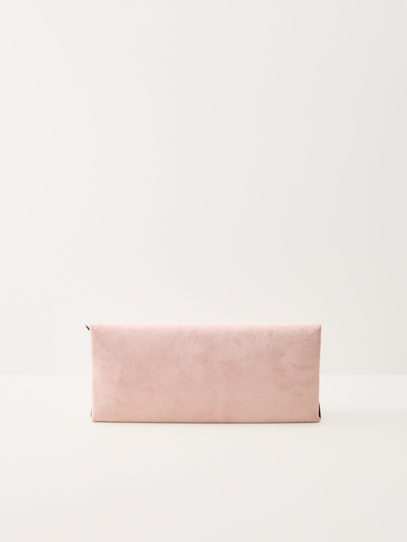 Suede Foldover Clutch Beige