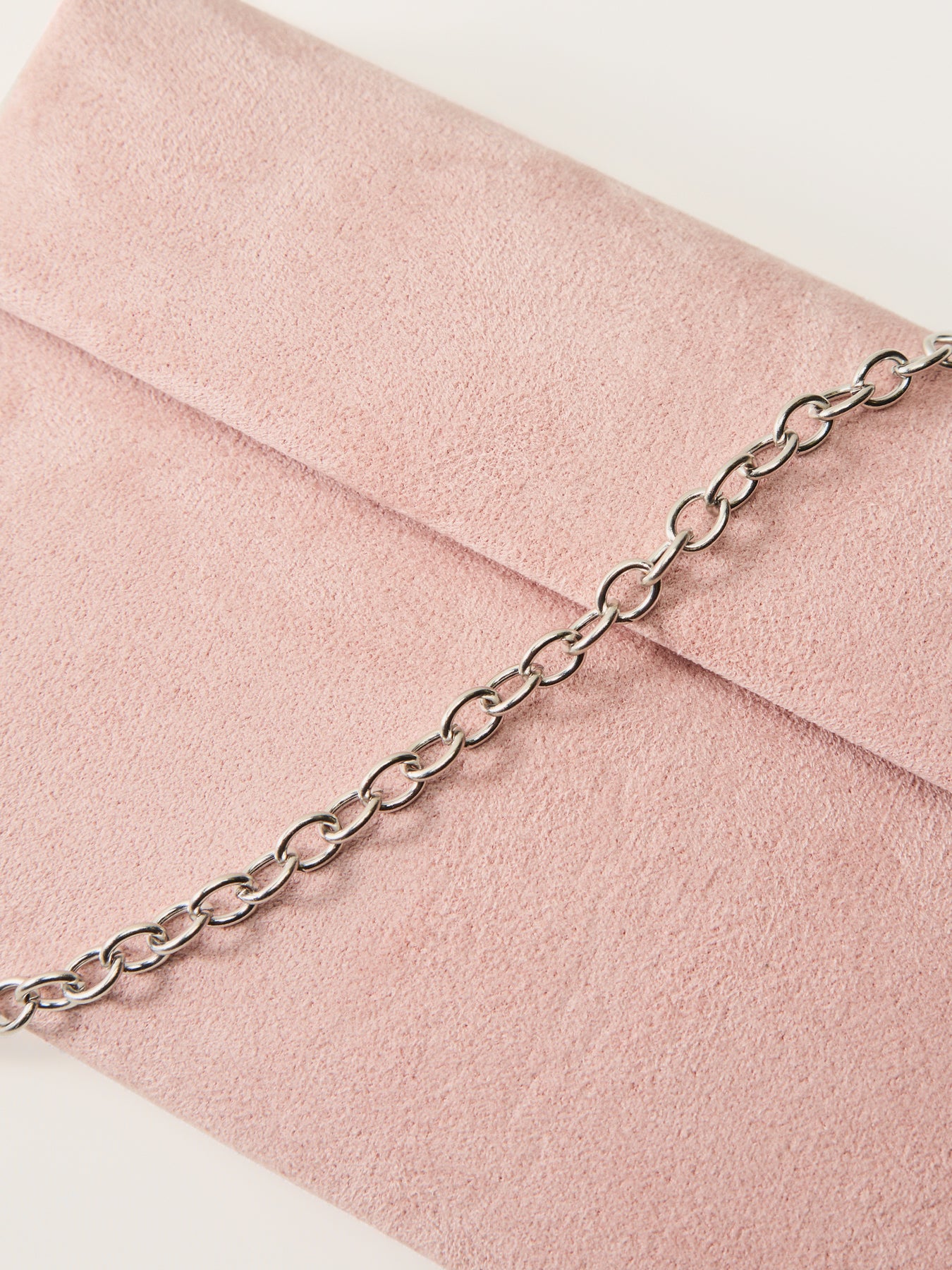 Suede Foldover Clutch Beige