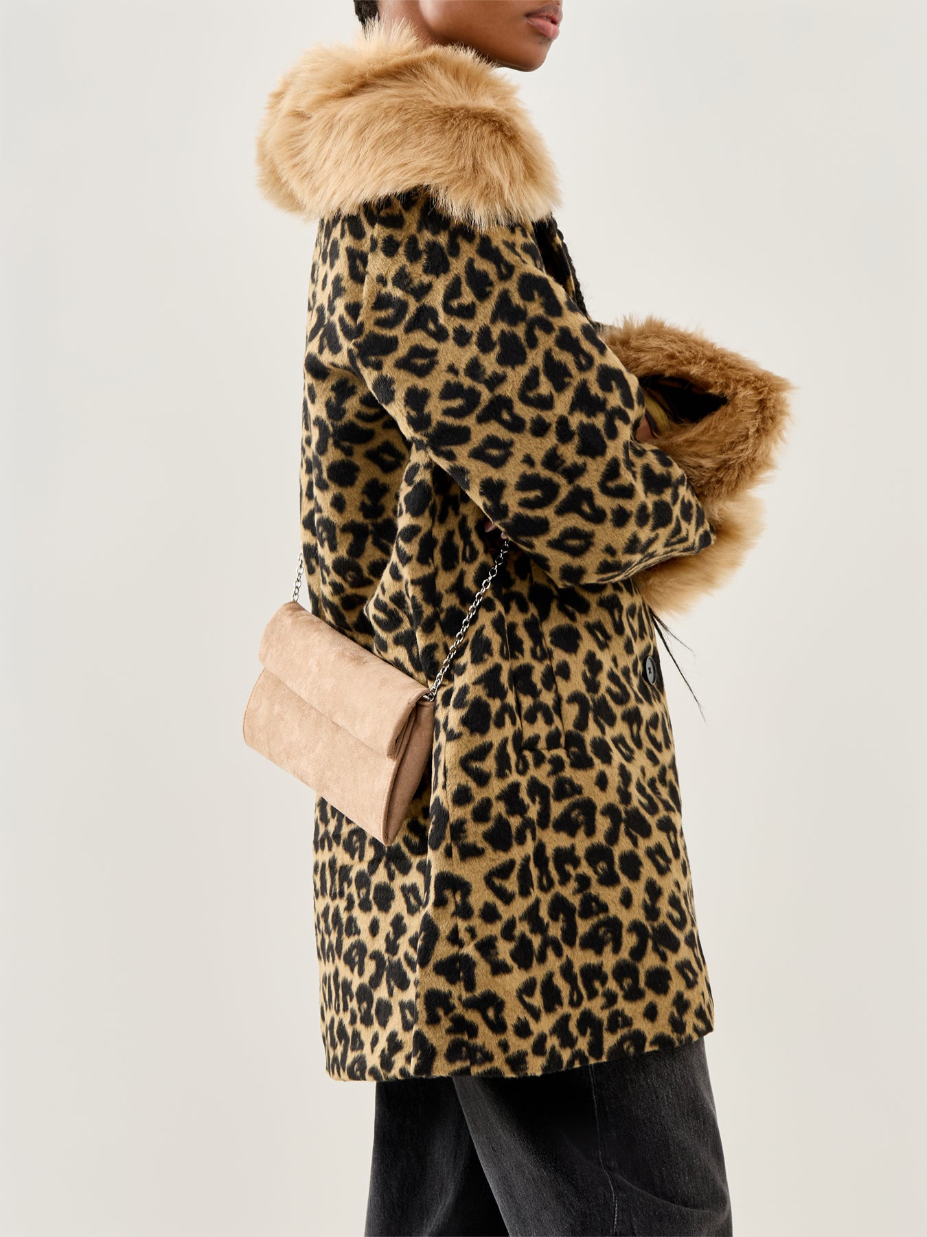 Suede Foldover Clutch Brown