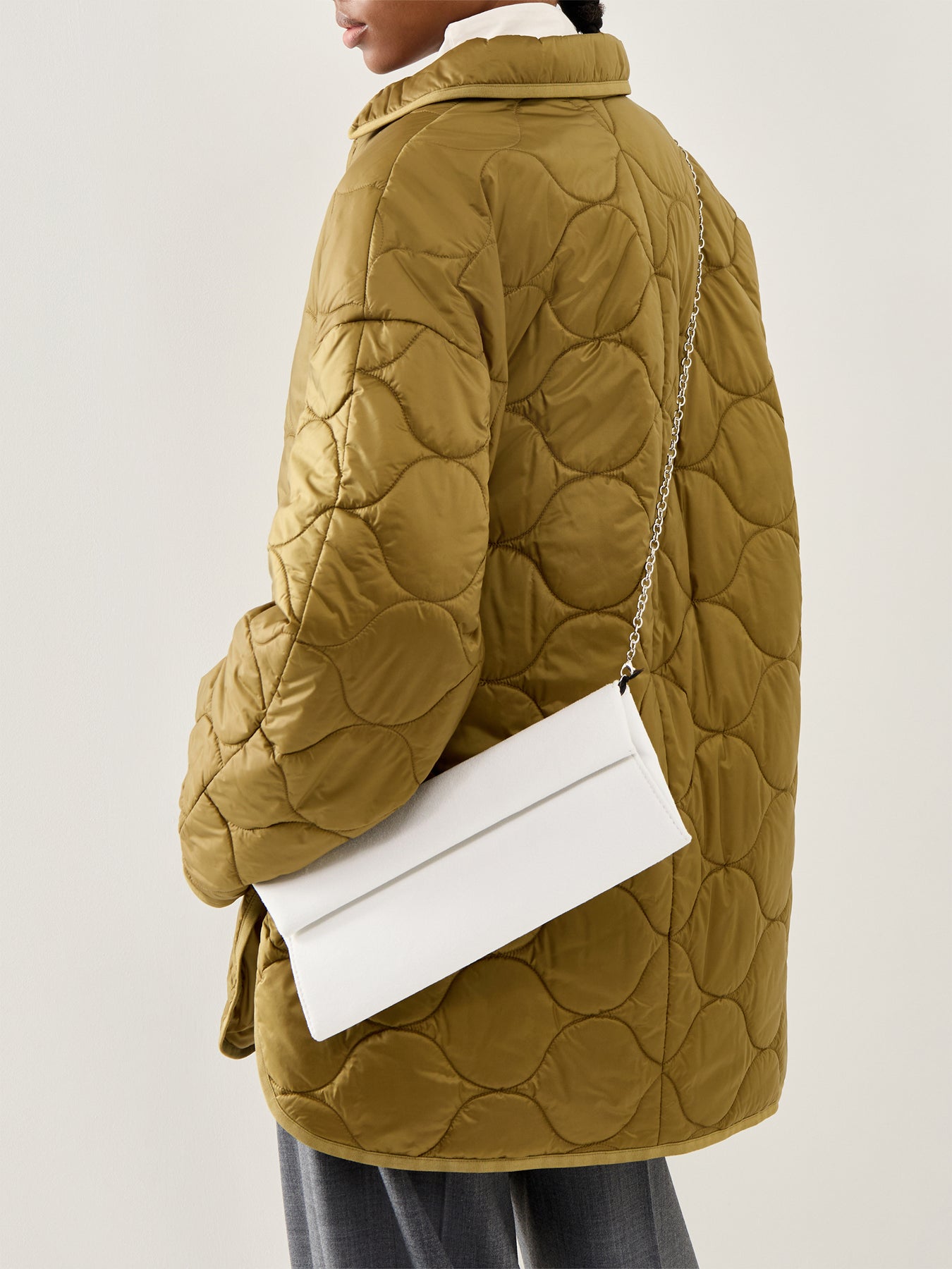 Suede Foldover Clutch Ivory