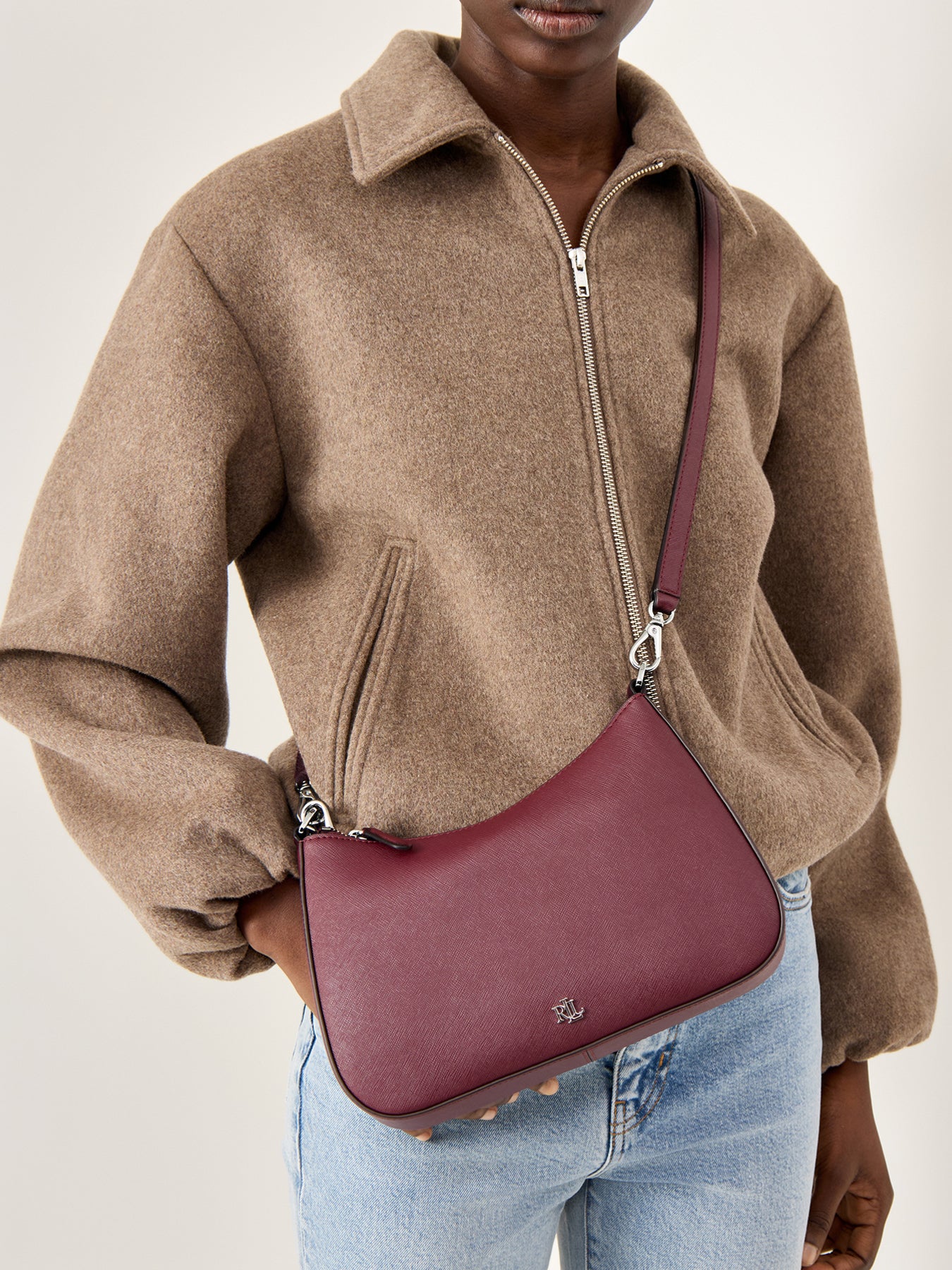 Danni Medium Leather Shoulder Bag Dark Garnet
