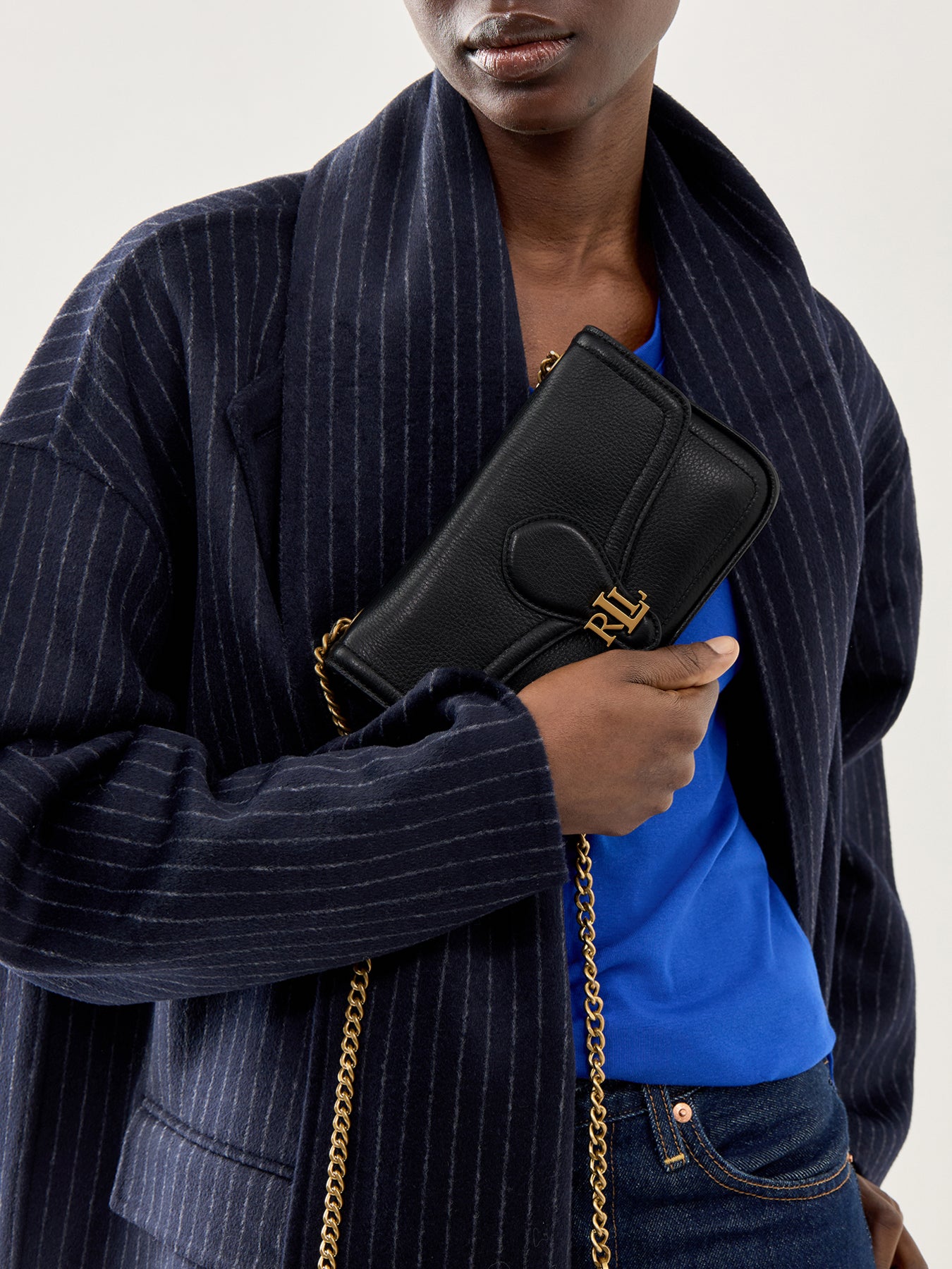 Bradley Large Leather Wallet On Chain Black