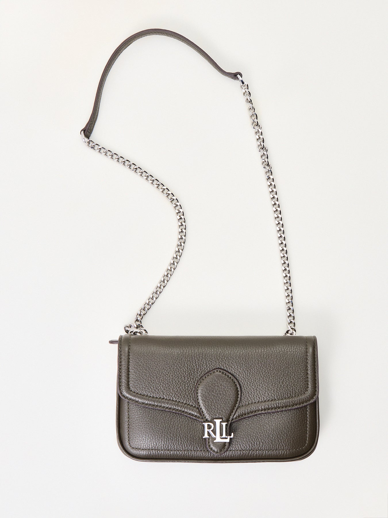 Bradley Large Leather Wallet On Chain Olive
