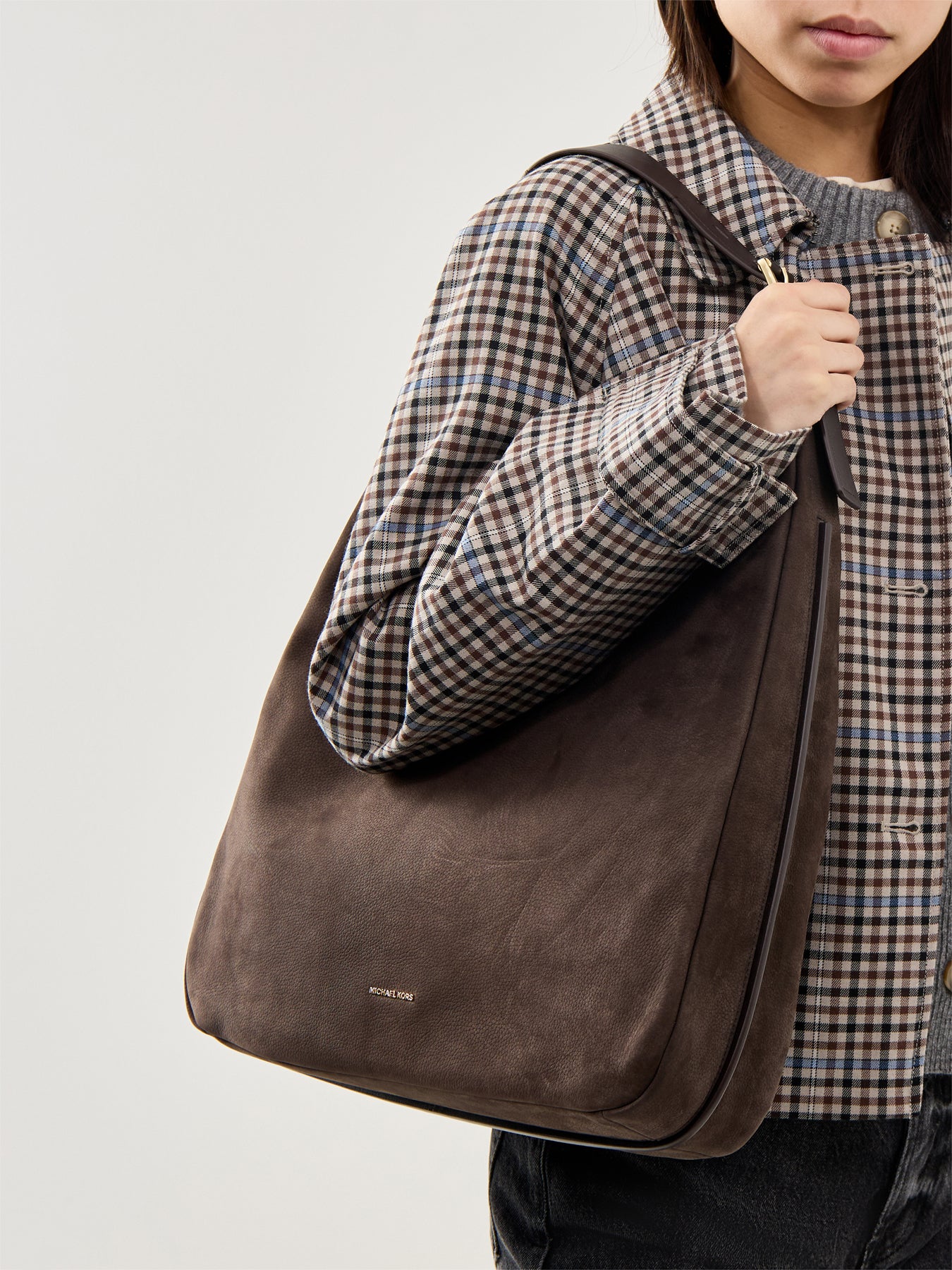 Nolita Suede Large Hobo Shoulder Chocolate Brown