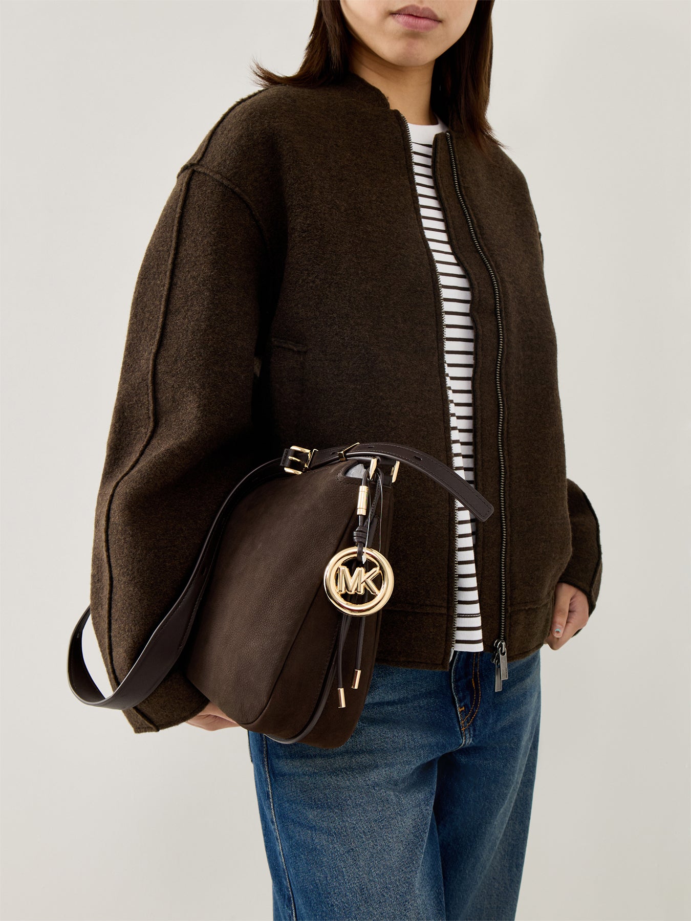 Nolita Suede Hobo Shoulder Chocolate Brown