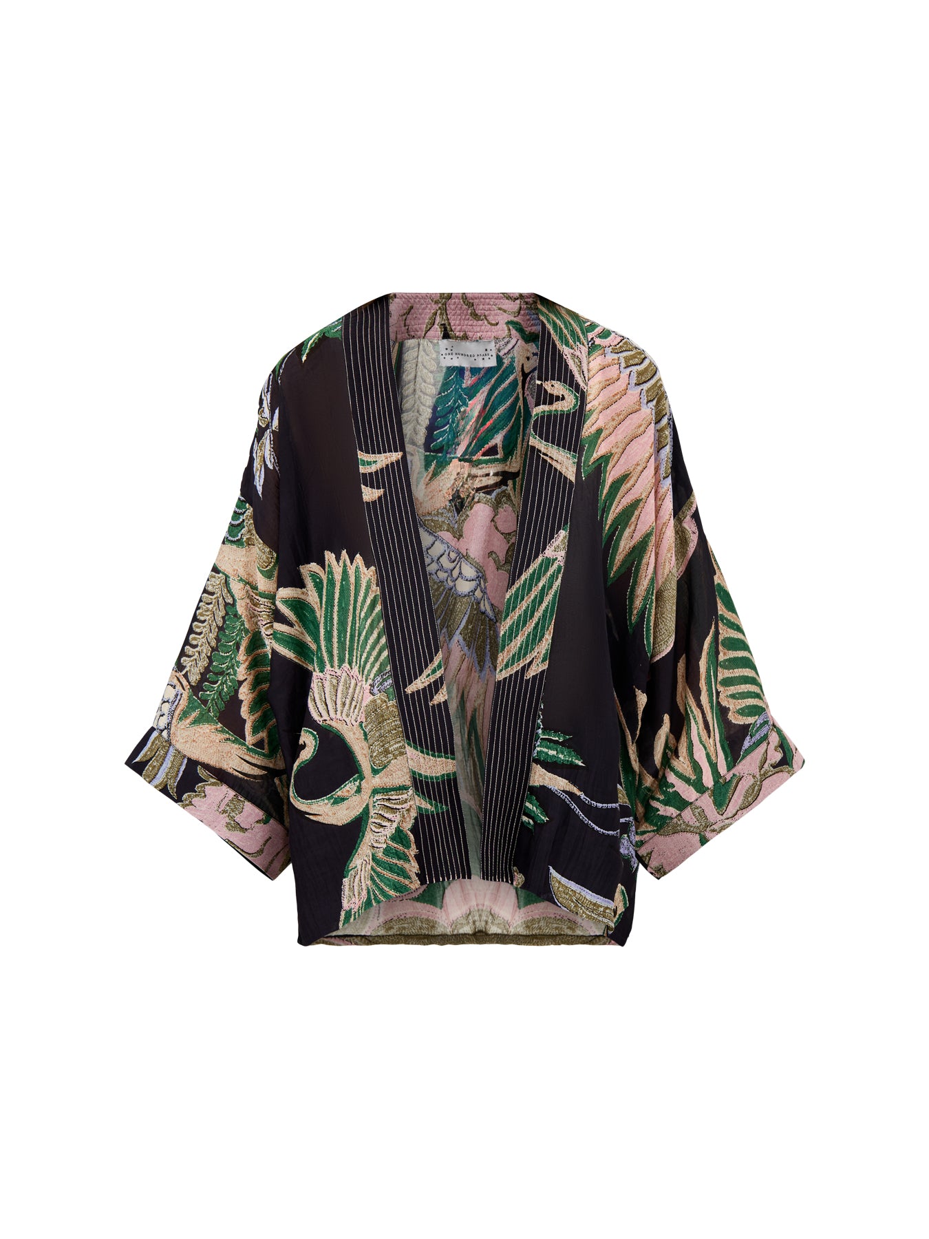 Crane Short Kimono Emerald