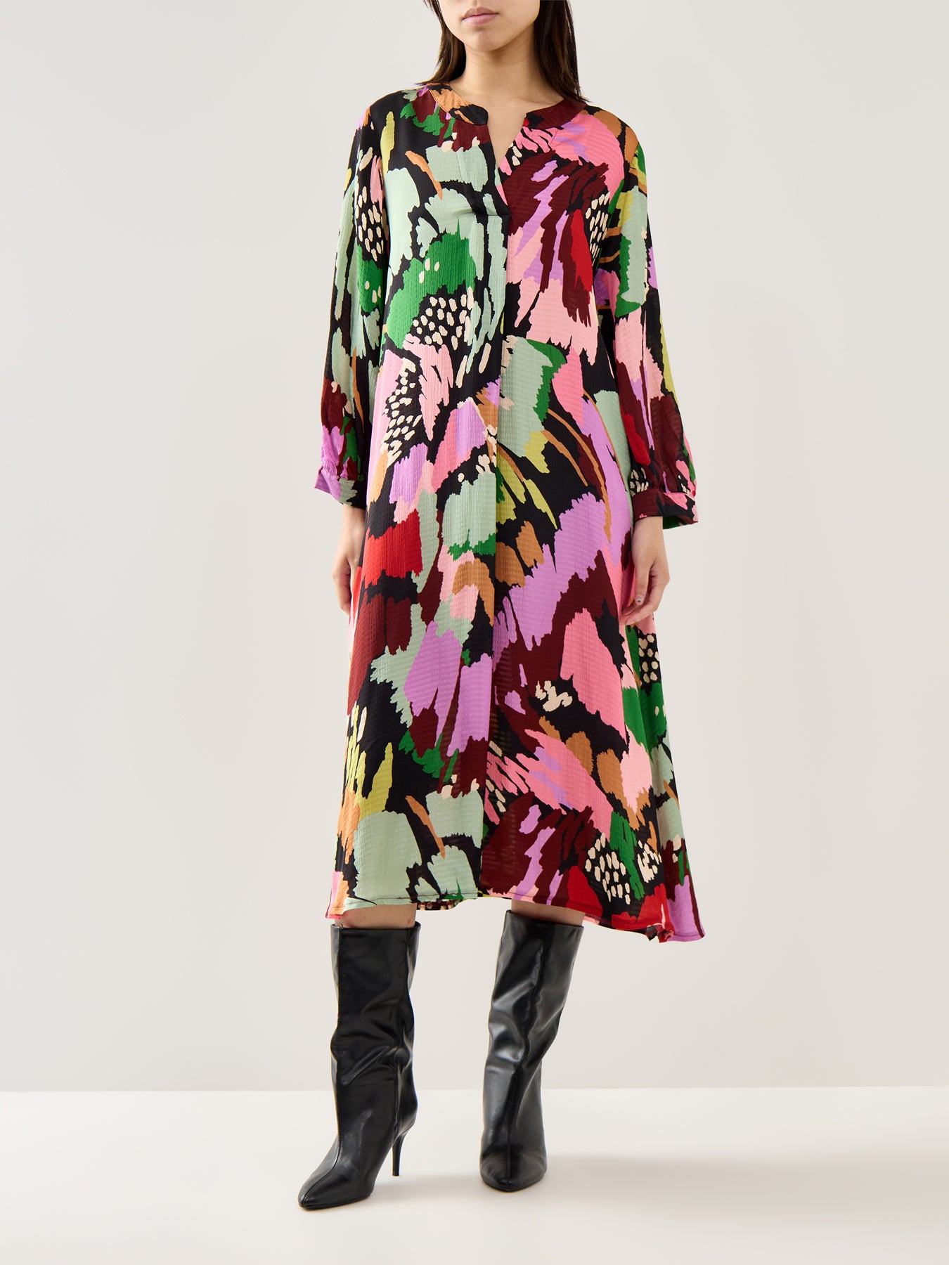 Large Floral Collage Dress Multi Colour