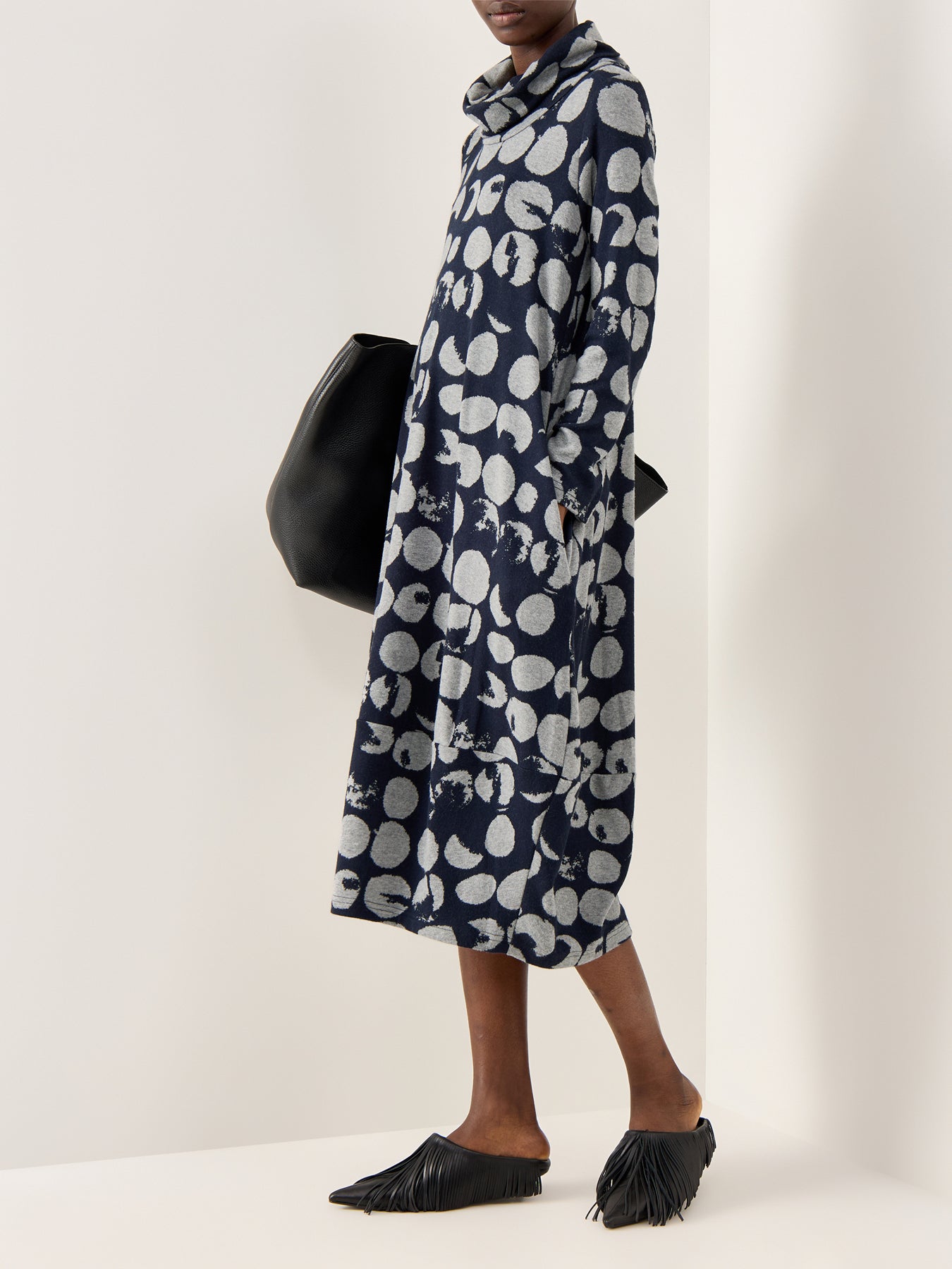 Textured Brushed Spot Jersey Dress Blue