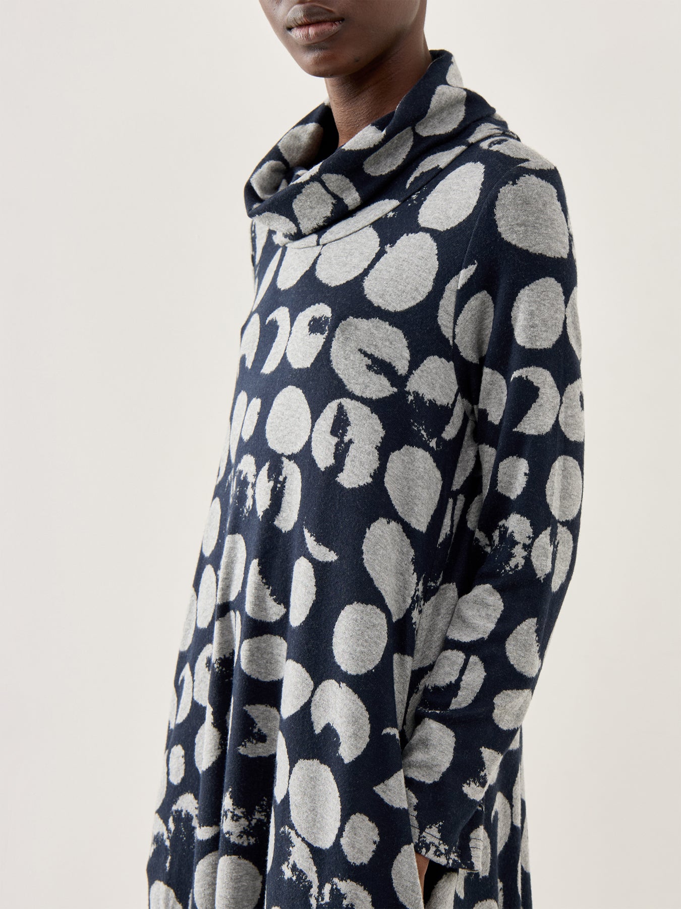 Textured Brushed Spot Jersey Dress Blue