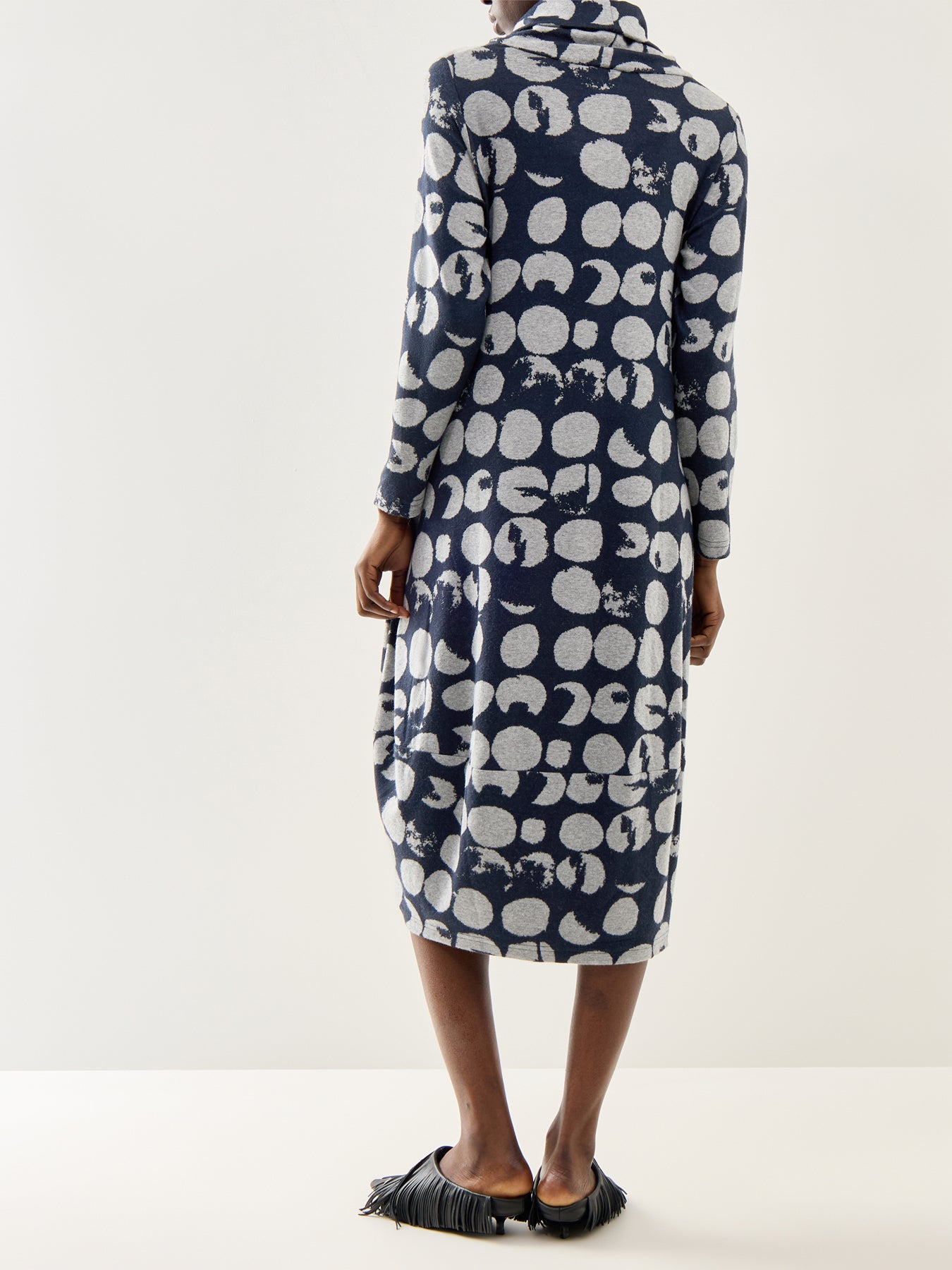 Textured Brushed Spot Jersey Dress Blue