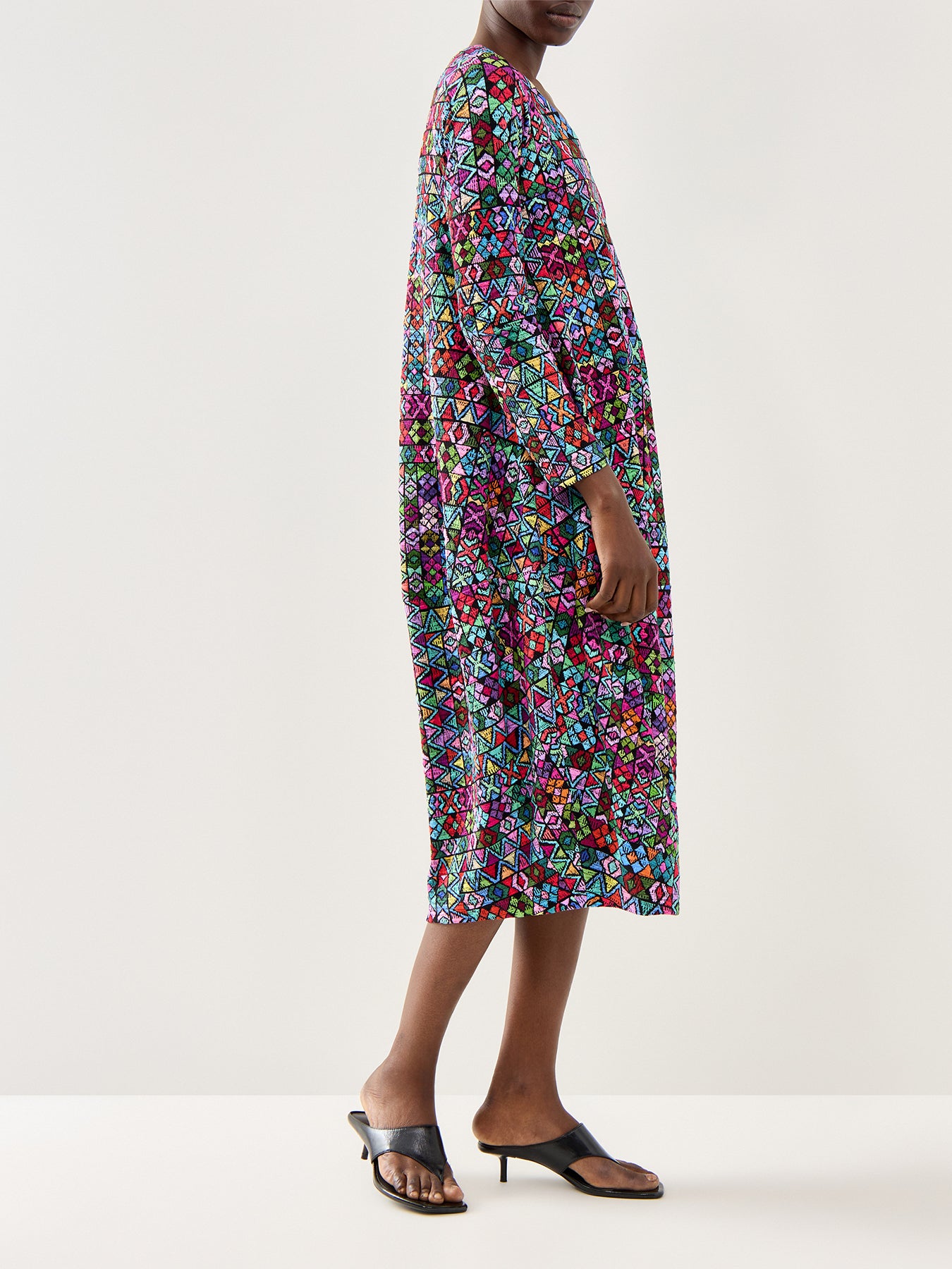 Peruvian Stitch Patchwork Dress Multi