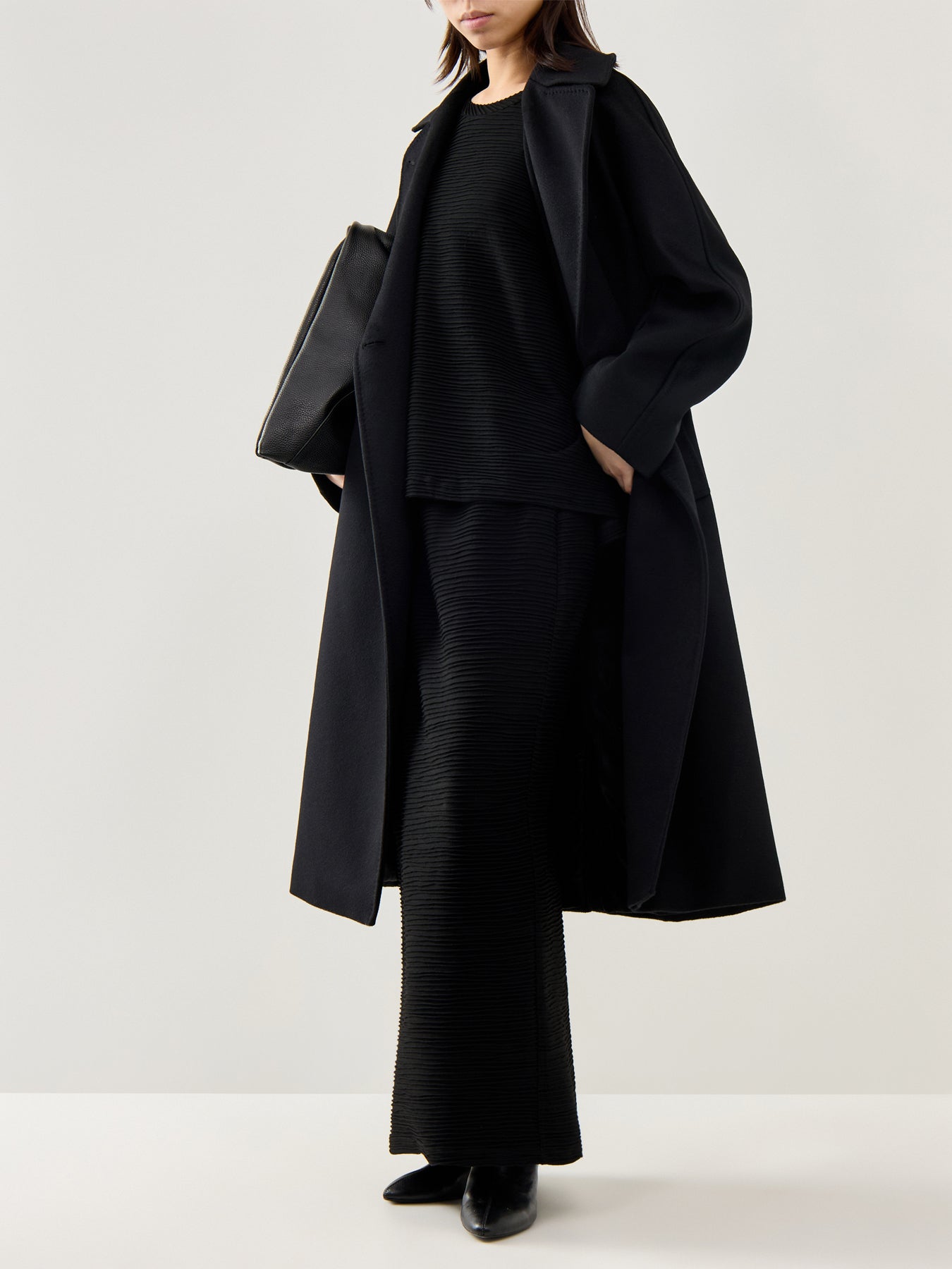 Textured Wave Viscose Jersey Top Black