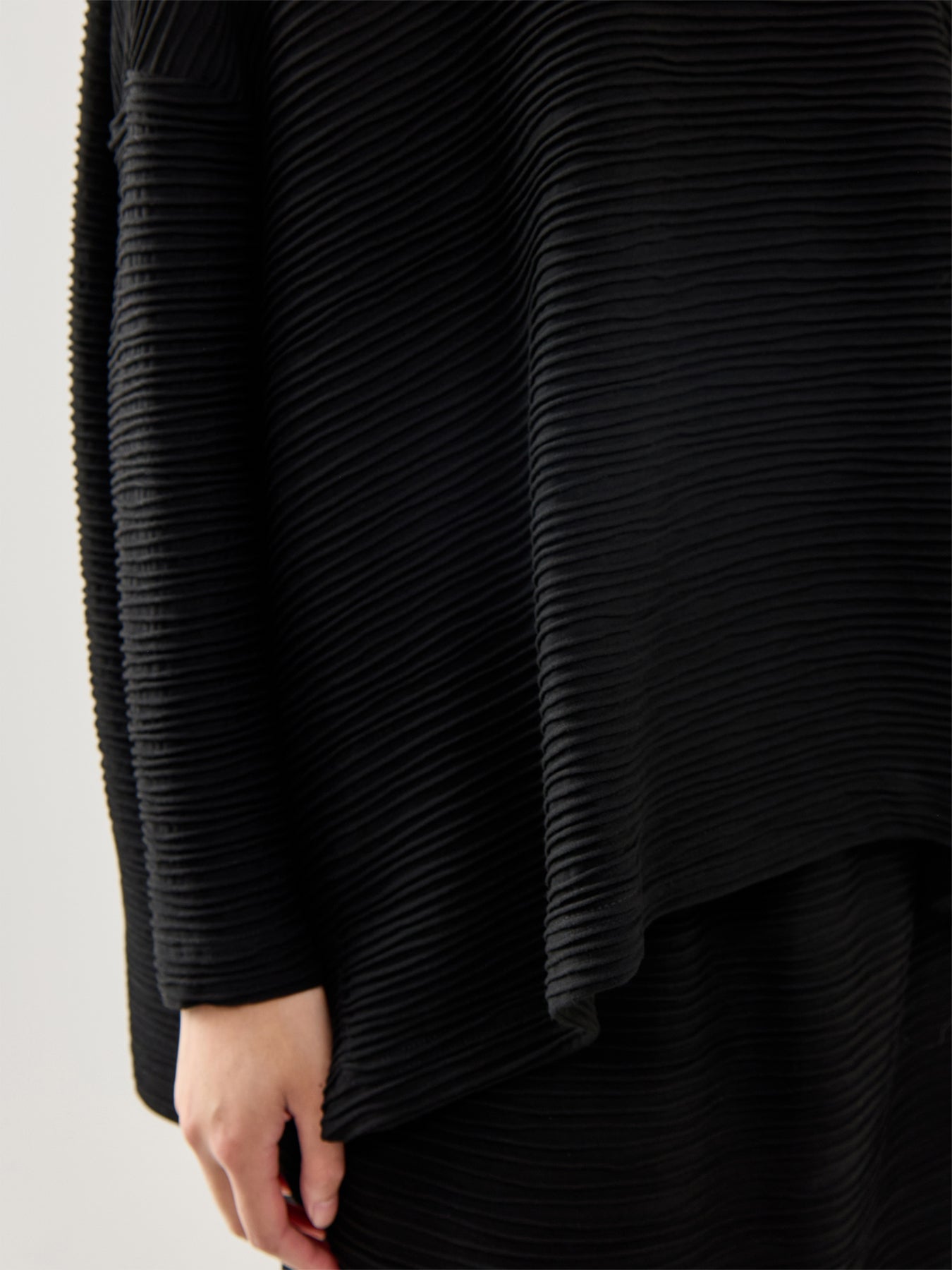 Textured Wave Viscose Jersey Top Black