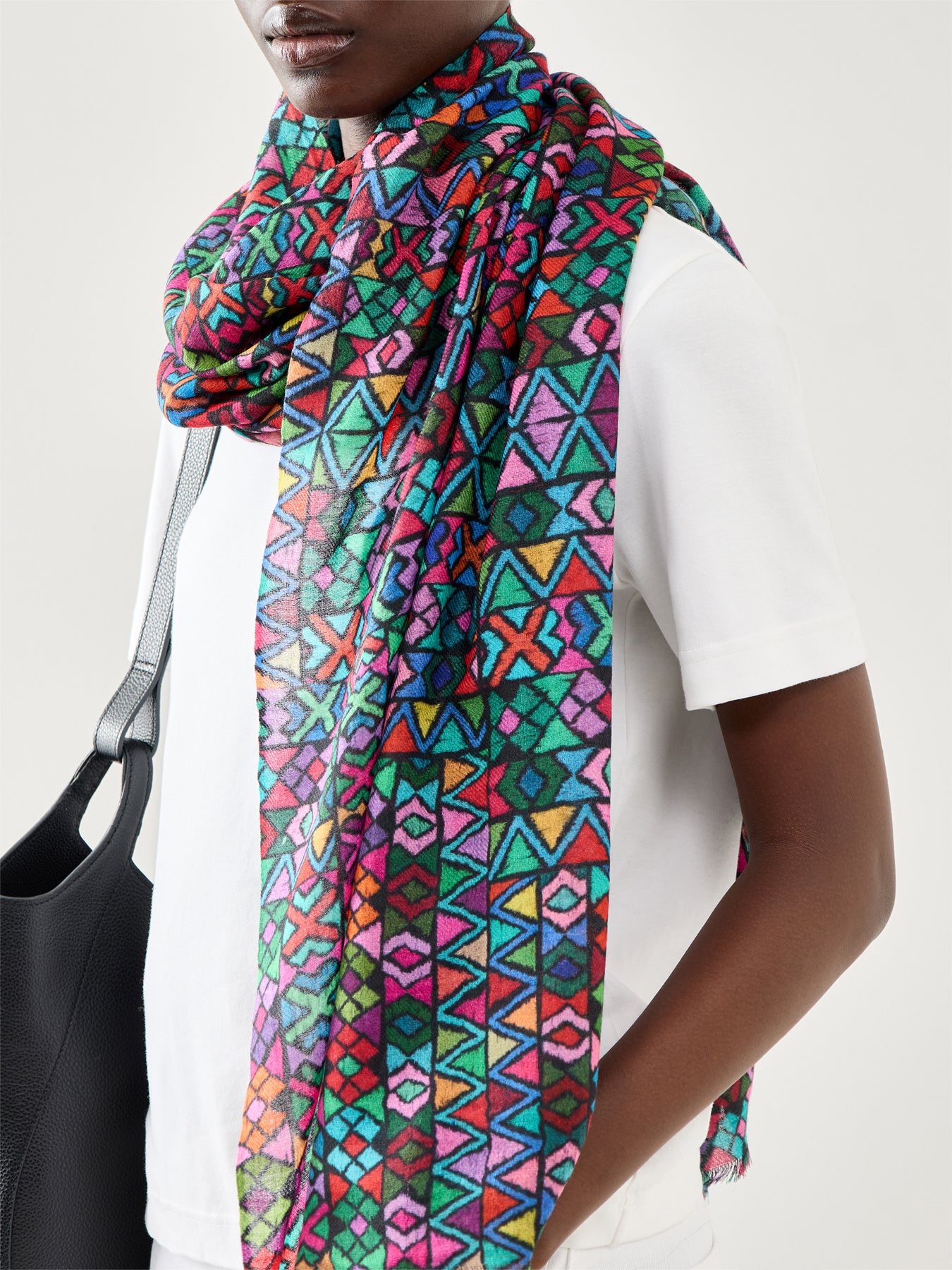 Peruvian Stitch Patchwork Print Scarf Multi