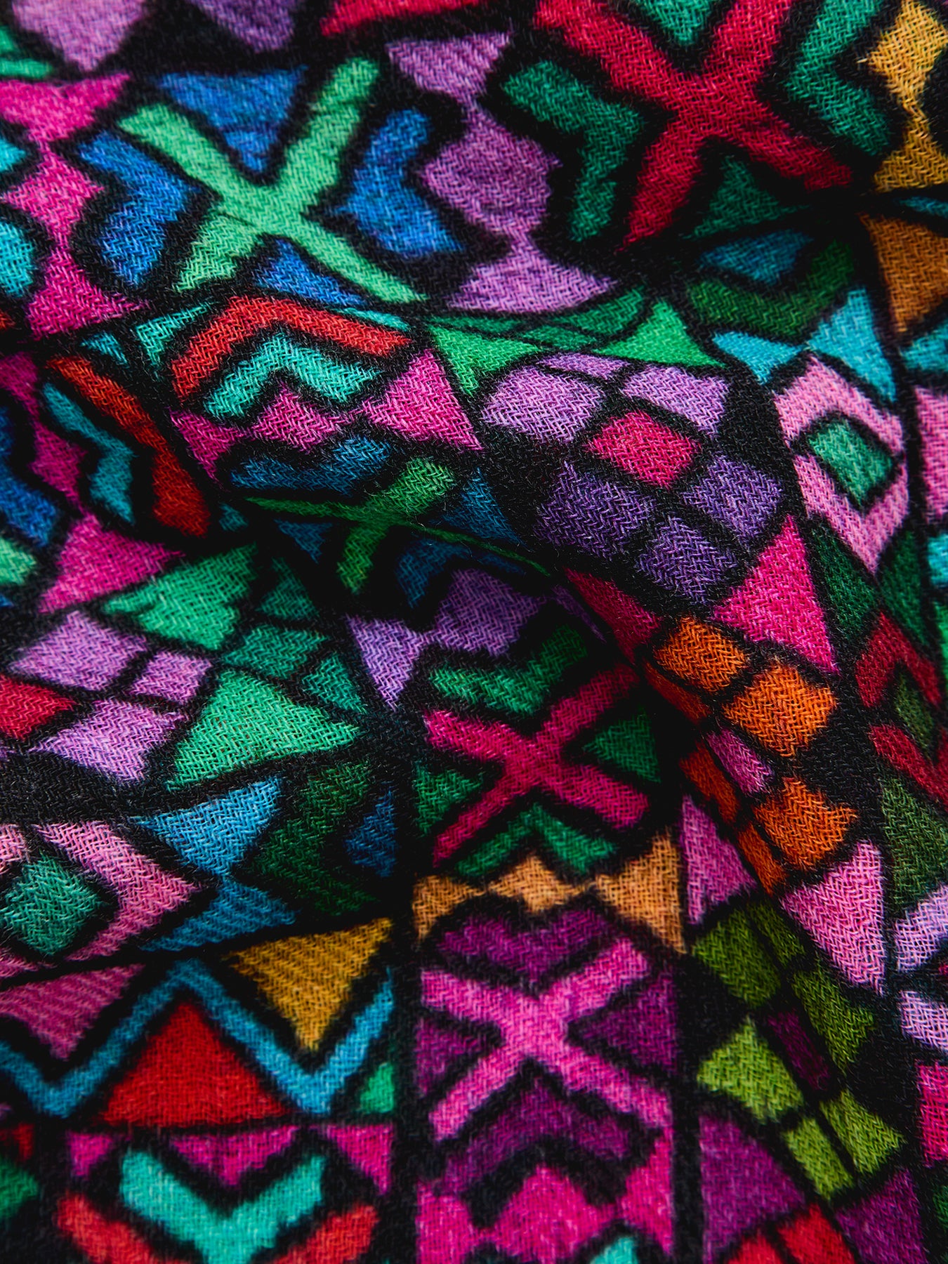 Peruvian Stitch Patchwork Print Scarf Multi