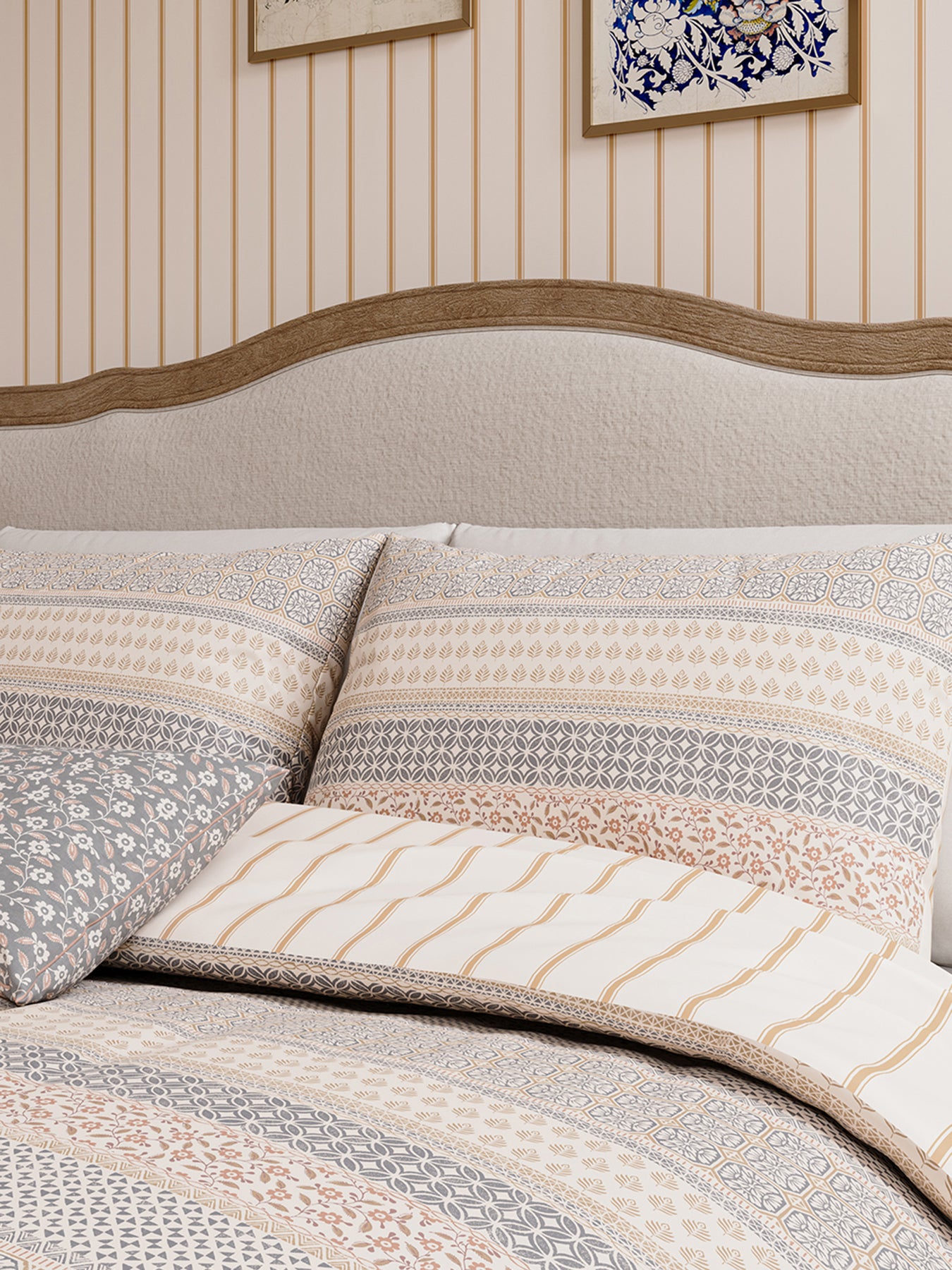 Graphite/Copper Folk Stripe Cover Set Single