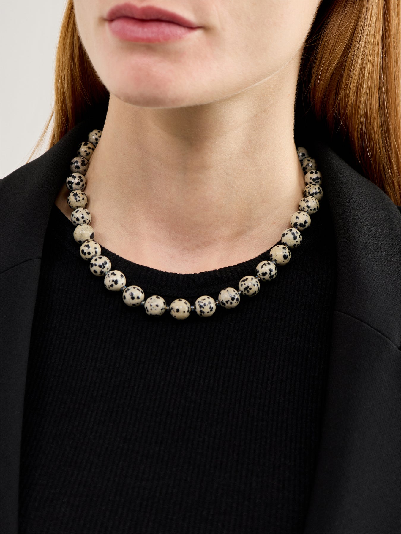 Jasper Beaded Necklace Gold
