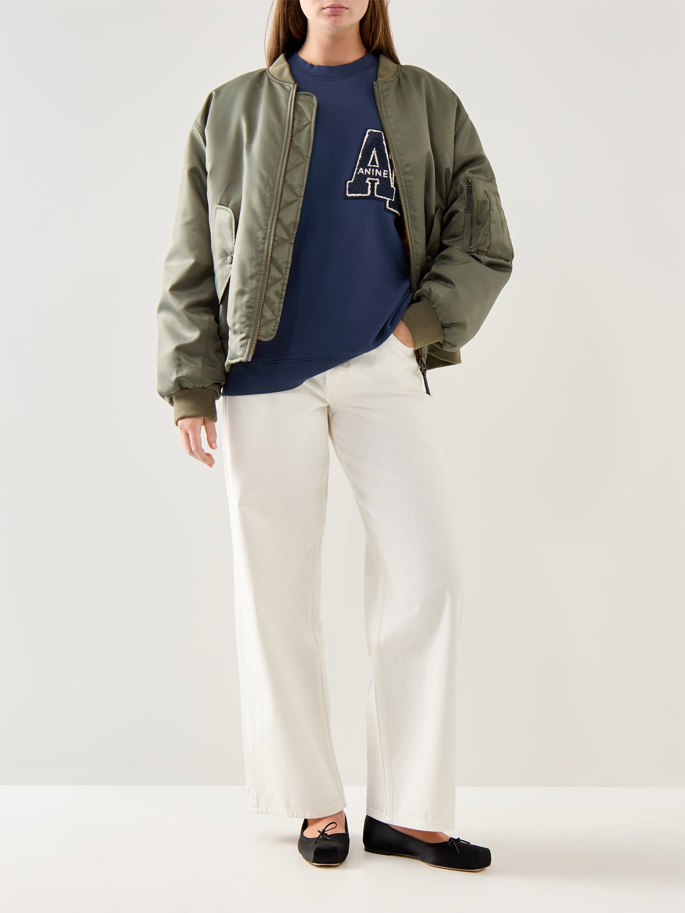 Miles Oversized Sweatshirt Letterman Cotton Dark Blue