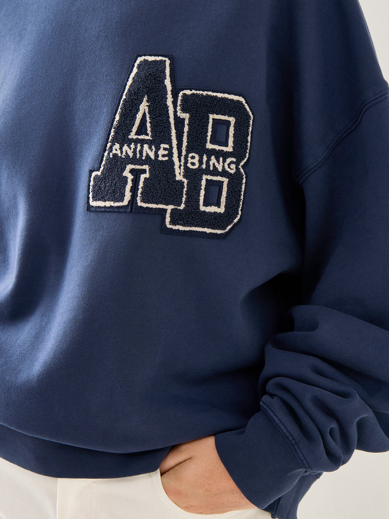 Miles Oversized Sweatshirt Letterman Cotton Dark Blue